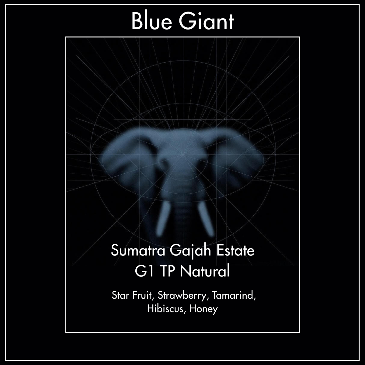 Blue Giant Sumatra Gajah Estate G1 TP Natural Label Art