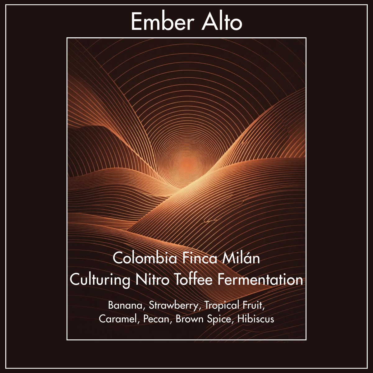 Ember Alto Colombia Finca Milan Culturing Nitro 'Toffee' Fermentation Caturra Label Art