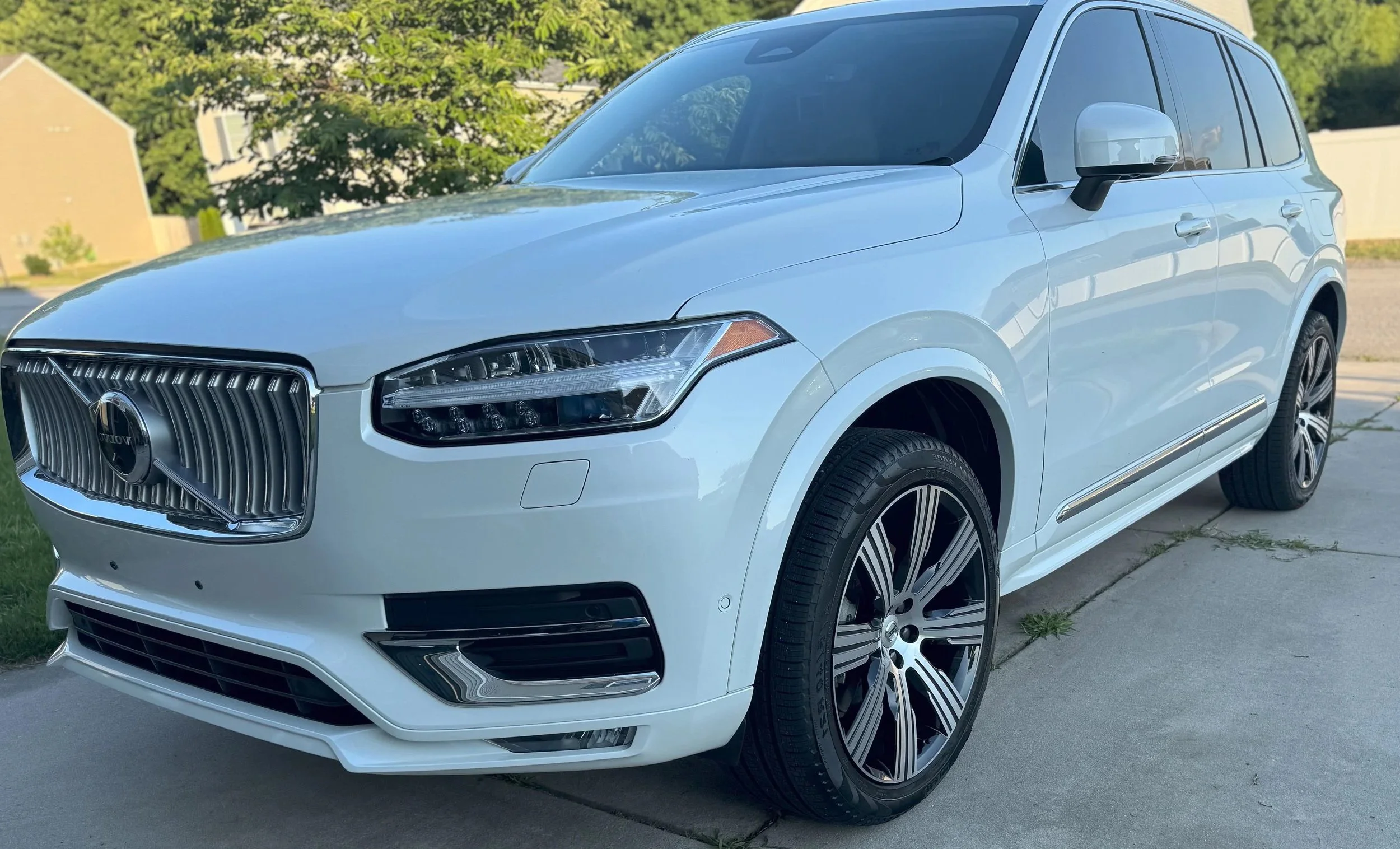 White Volvo SUV after exterior detailing and paint protection service in Wake County NC