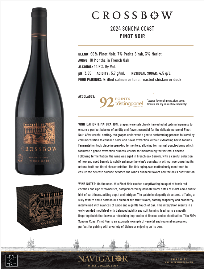 Crossbow Sonoma County Pinot Noir Tech Sheet