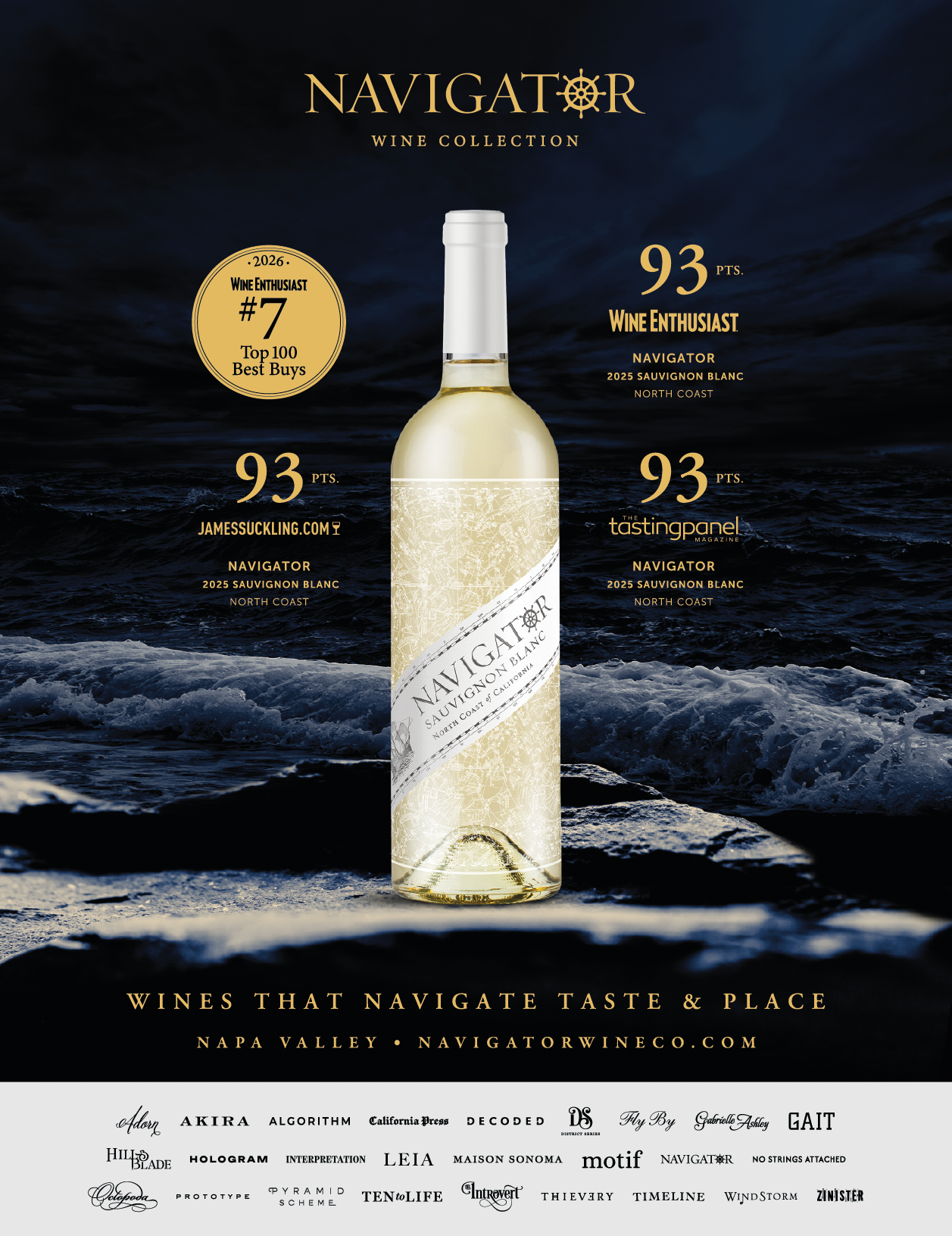 The 2025 Navigator Sauvignon Blanc, North Coast Named a Top Ten Best Buy by Wine Enthusiast