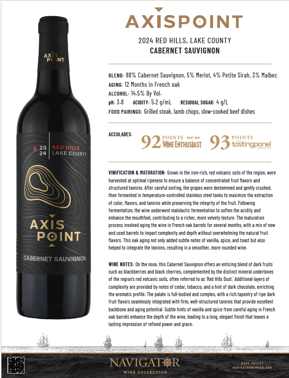 Axis Point Cabernet Sauvignon Red Hills Tech Sheet