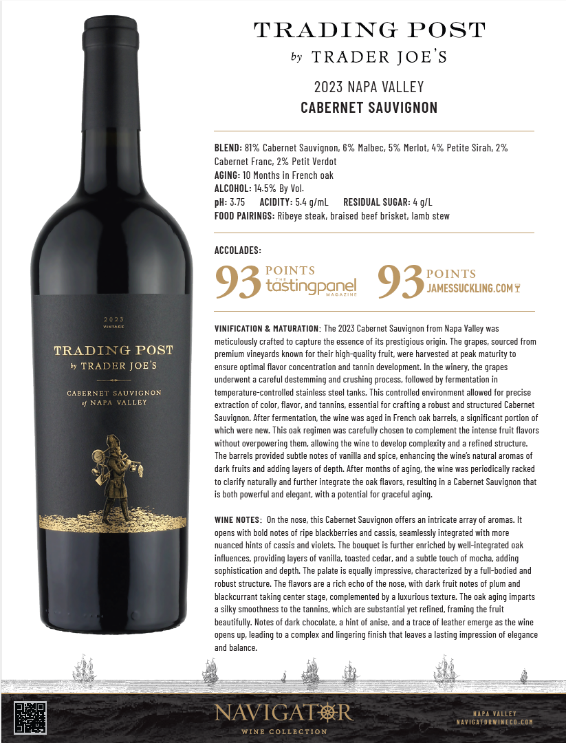 Trading Post Cabernet Sauvignon, Napa Valley 2023 Tech Sheet