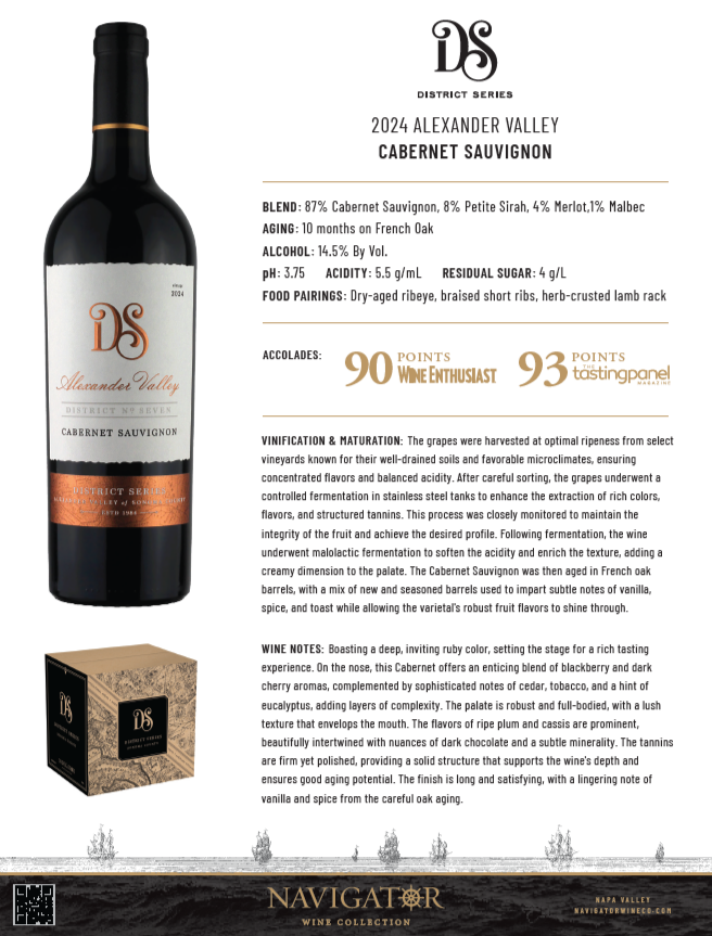 2024 District Series Cabernet Sauvignon Alexander Valley Tech Sheet