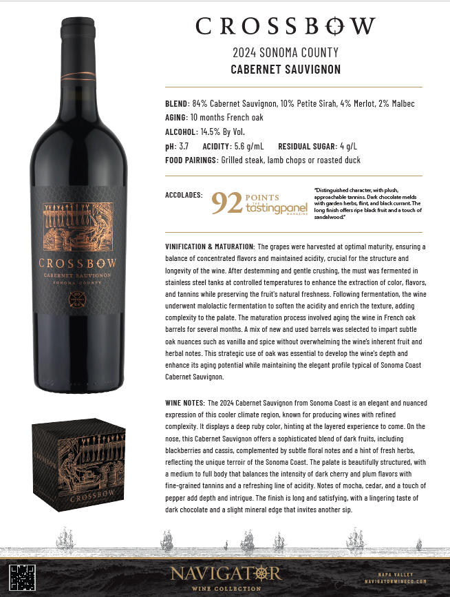 Crossbow Sonoma County Cabernet Sauvignon Tech Sheet