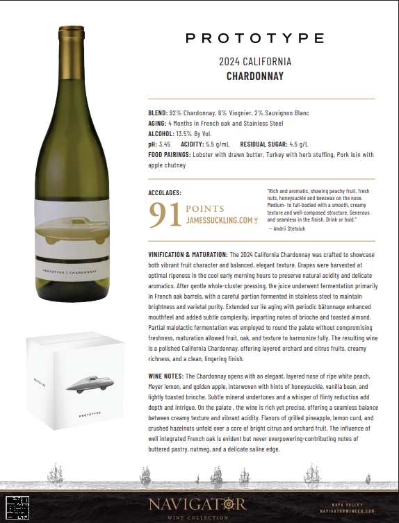 2024 Prototype Chardonnay, California Tech Sheet