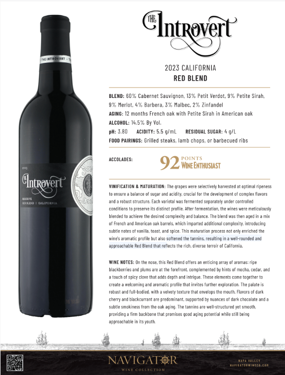 The Introvert Red Blend Tech Sheet image