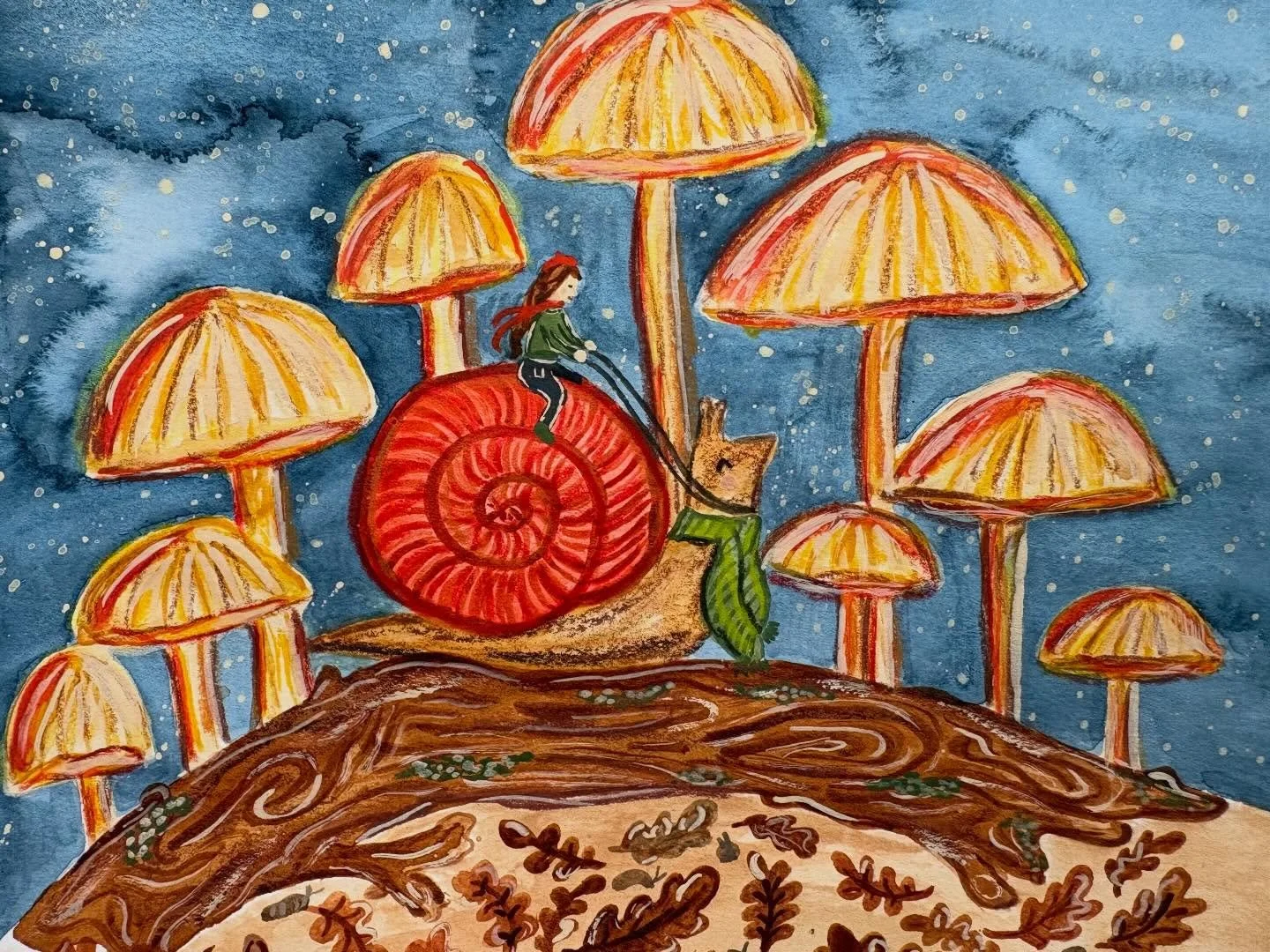 Come friend, let&rsquo;s enjoy the ride! #kidlit #kidlitartist #watercolor #snail #forest