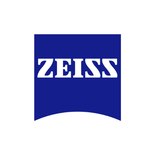 Zeiss logo with blue square background and white text