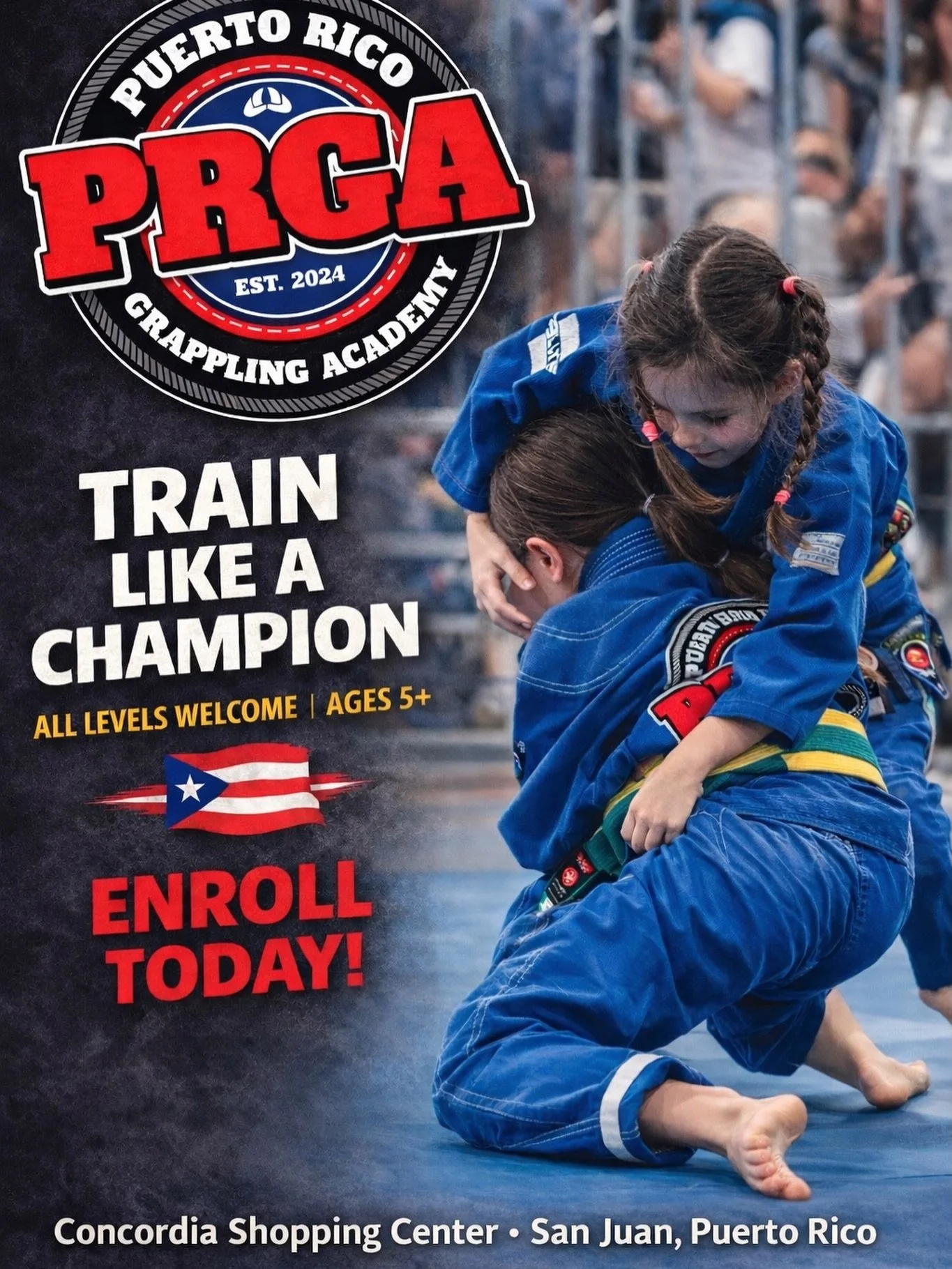 Witness your child thrive in San Juan&rsquo;s premier Kids Jiu-Jitsu program. 

At PRGA, we channel the competitive spirit into powerful life skills, preparing young athletes not just for the mat, but for every challenge ahead.

Our dynamic training 