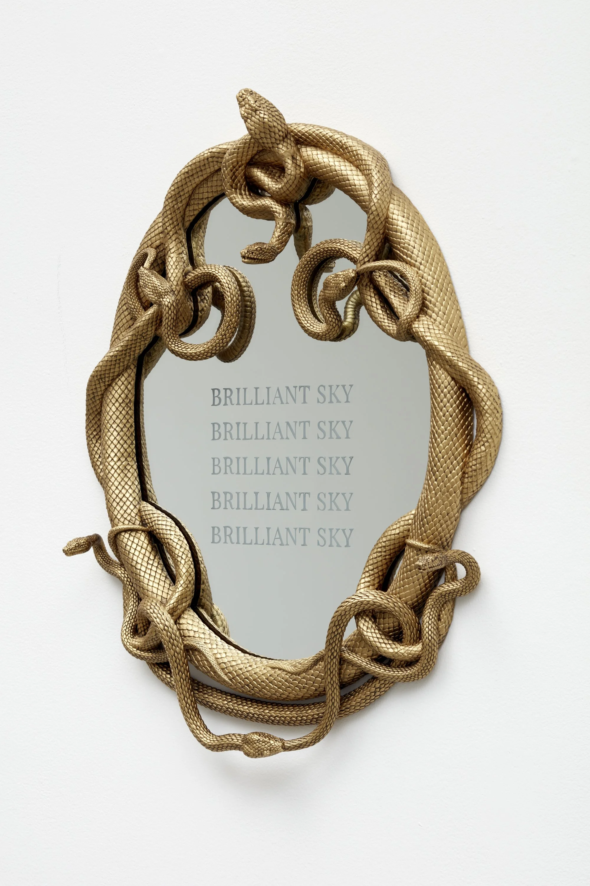  BRILLIANT SKY (For Mary Ann Carroll) , 2025 
Resin, mirrored glass, patina 
25 7/8 x 20 3/8 x 3 3/8 inches