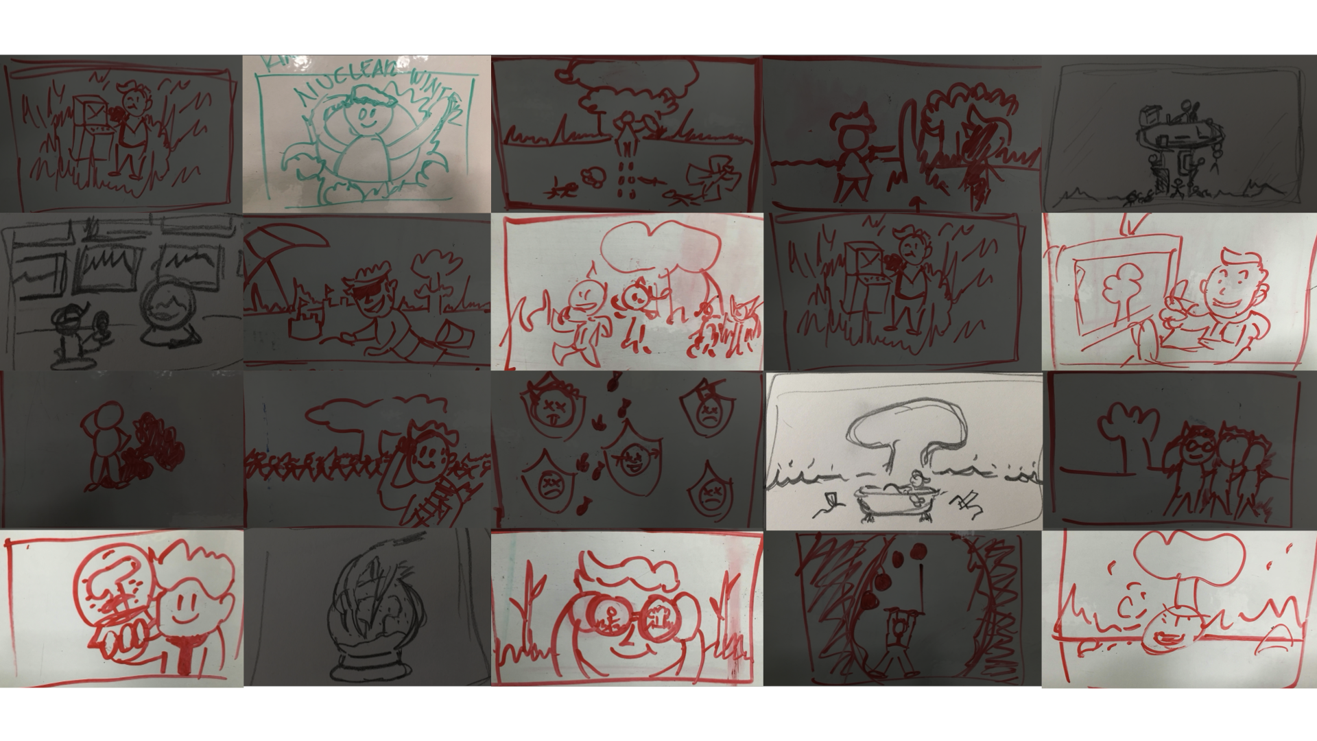 Before nailing it down to 7 ideas we felt were strong enough to move into illustration ...