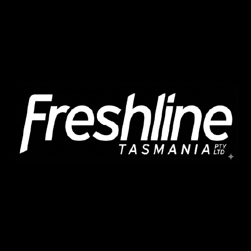 Logo for Freshline Tasmania Pty Ltd on a black background.