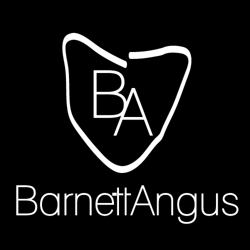 Logo with the initials 'BA' inside a shield shape, with the words 'Barnett Angus' below.