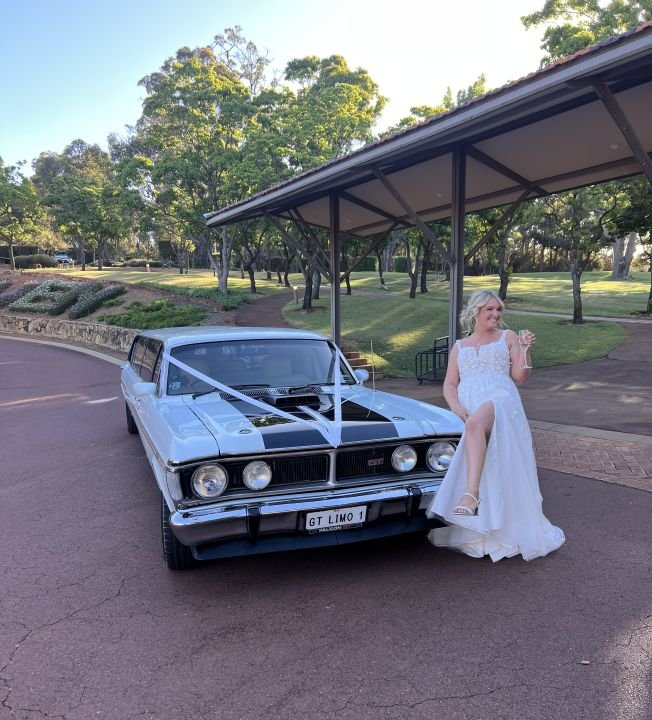 bride champagne muscle car xy gt ford falcon araluen country club