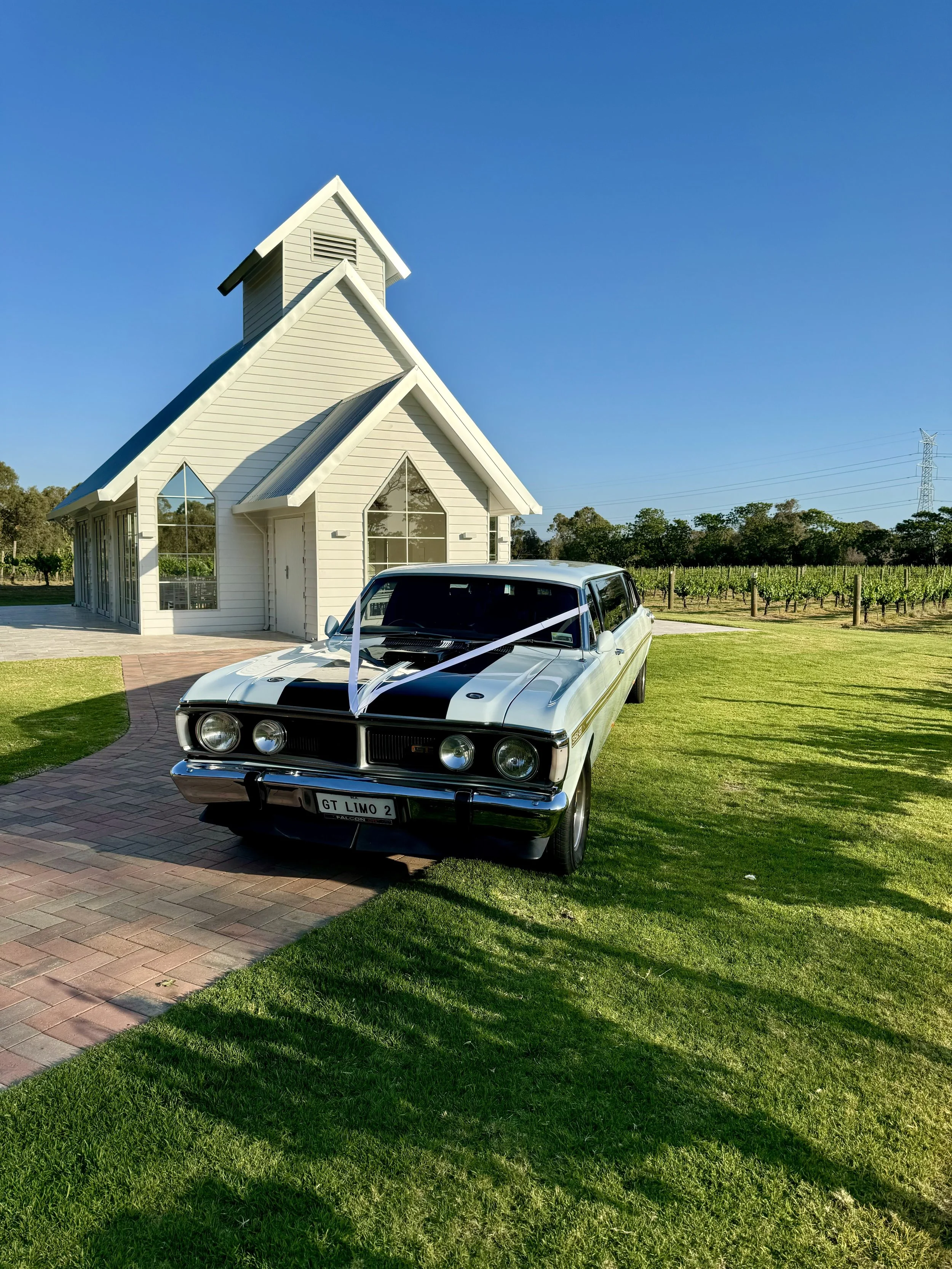 GT XY AUSSIE MUSCLE CAR NIKOLA ESTATE WINERY WEDDING CHAPEL