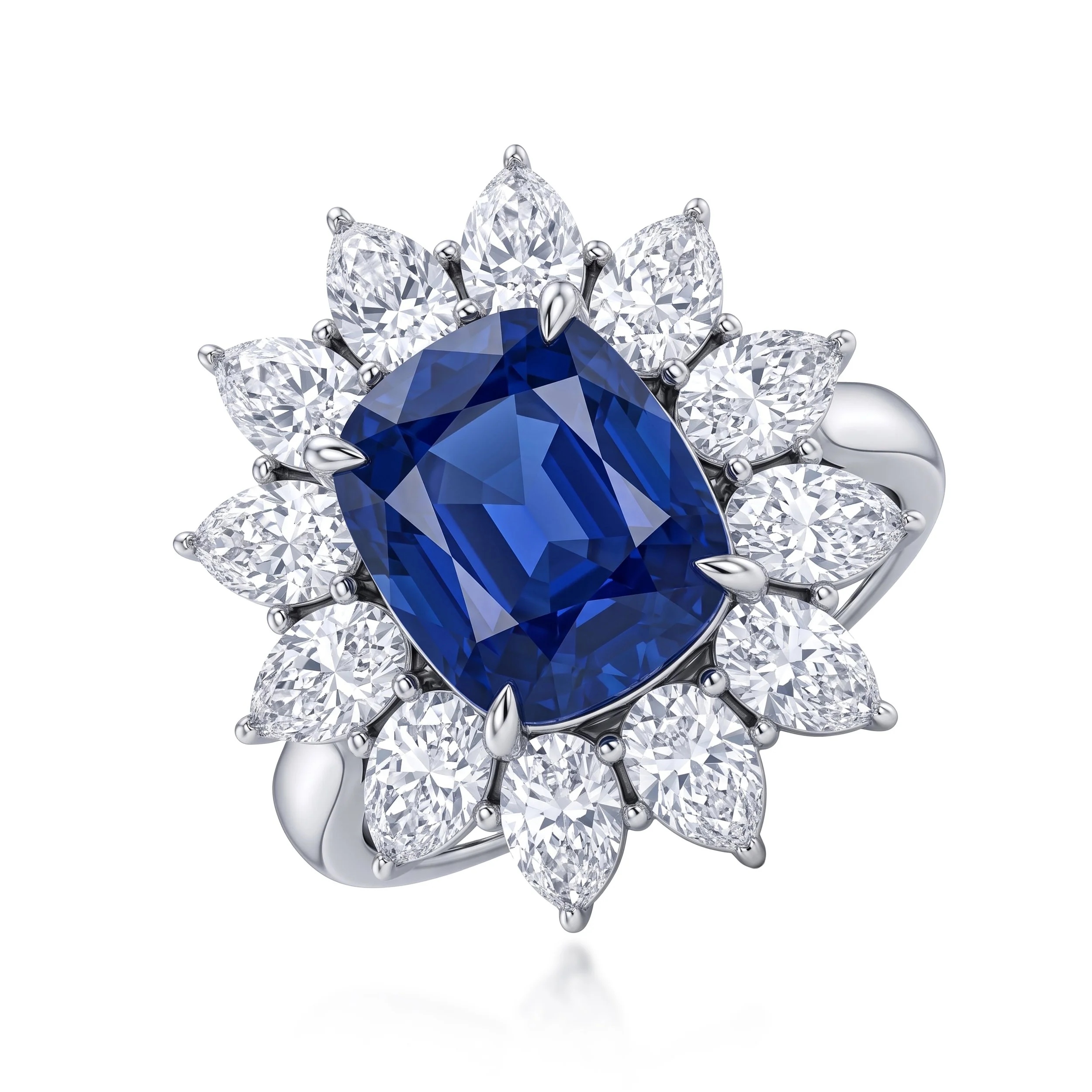 10 Carat Unheated Sri Lanka Blue Sapphire Diamond Ring (Contact Us)