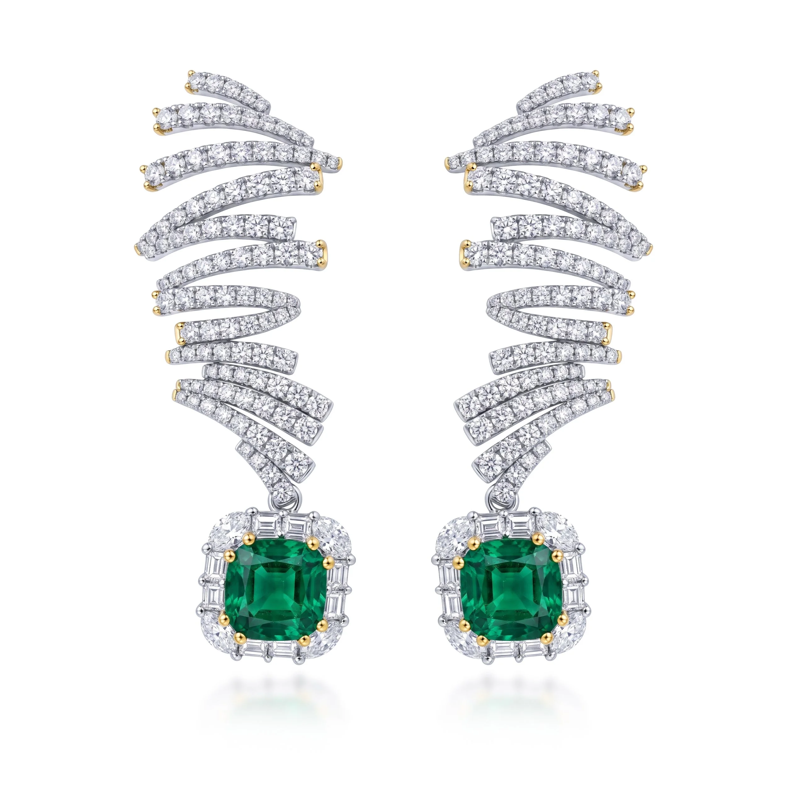 Columbian Emerald Diamond Earrings