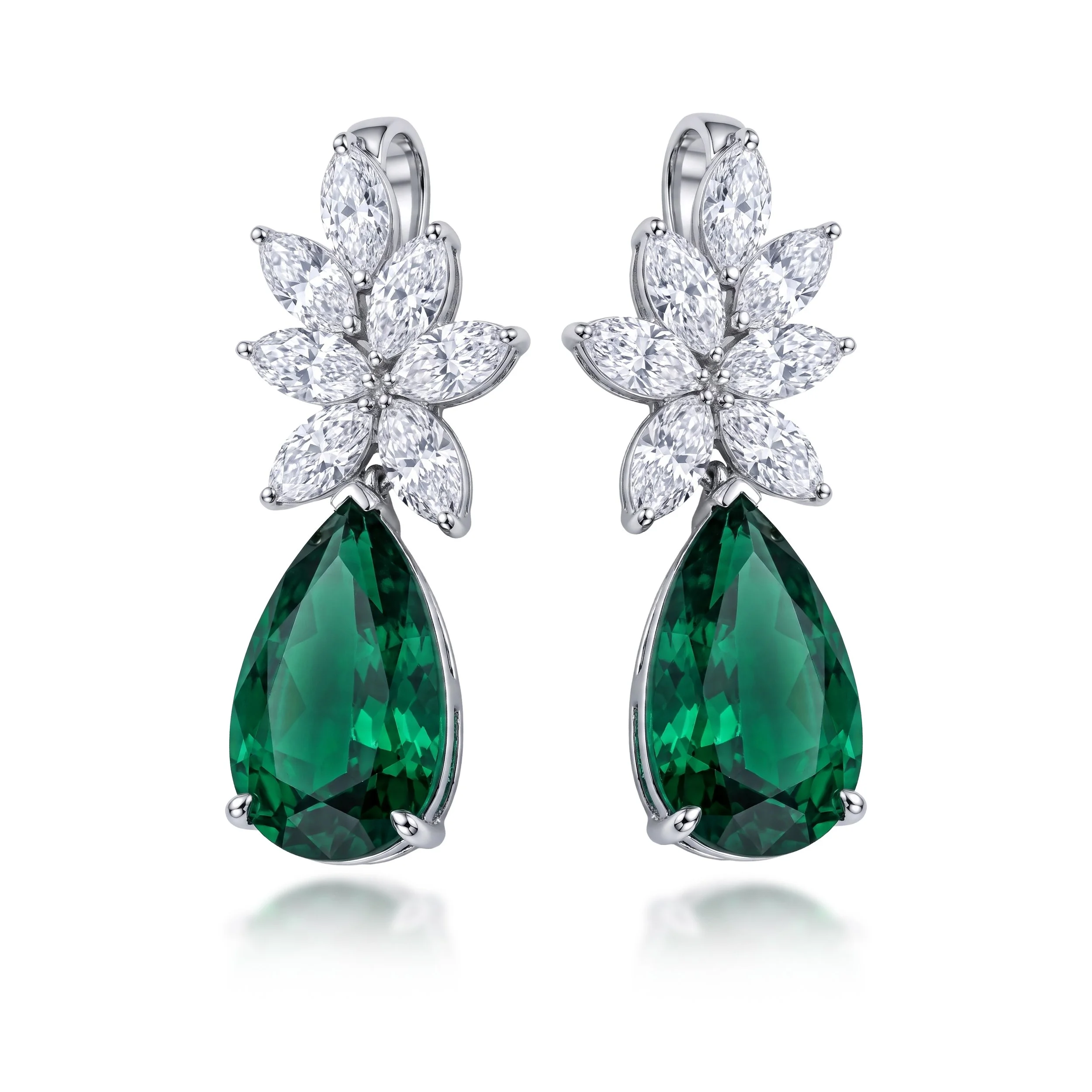 Zambian Emerald Diamond Earrings (Contact Us)