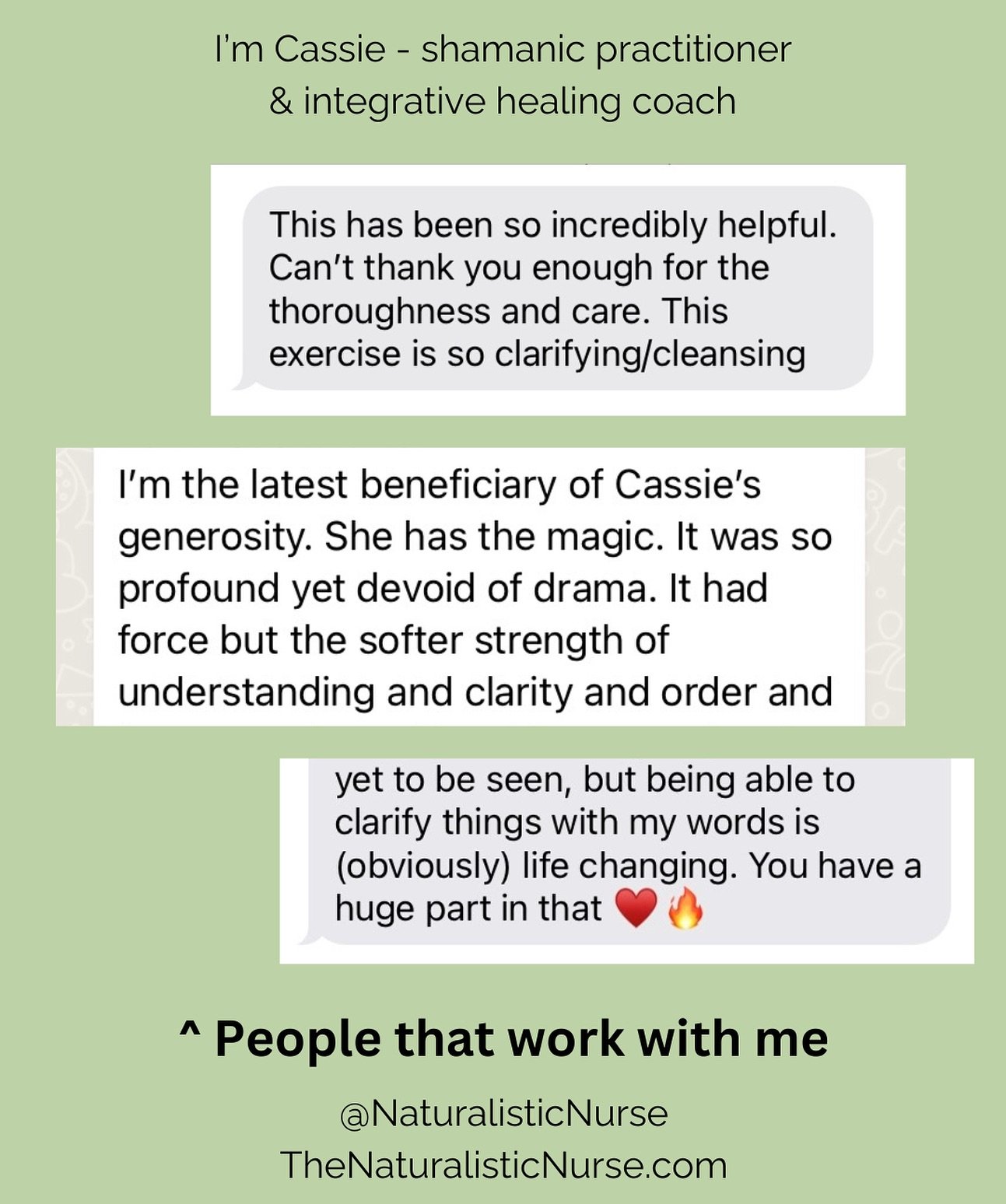 1st person is a powerful man in his 30s healing from drug and alcohol addictions.

2nd person is a 42 y/o dad of 2 tween girls pursuing clarity in his life and relationships.

3rd person is a 40-something mom of 6 kids breaking enormous ancestral pat