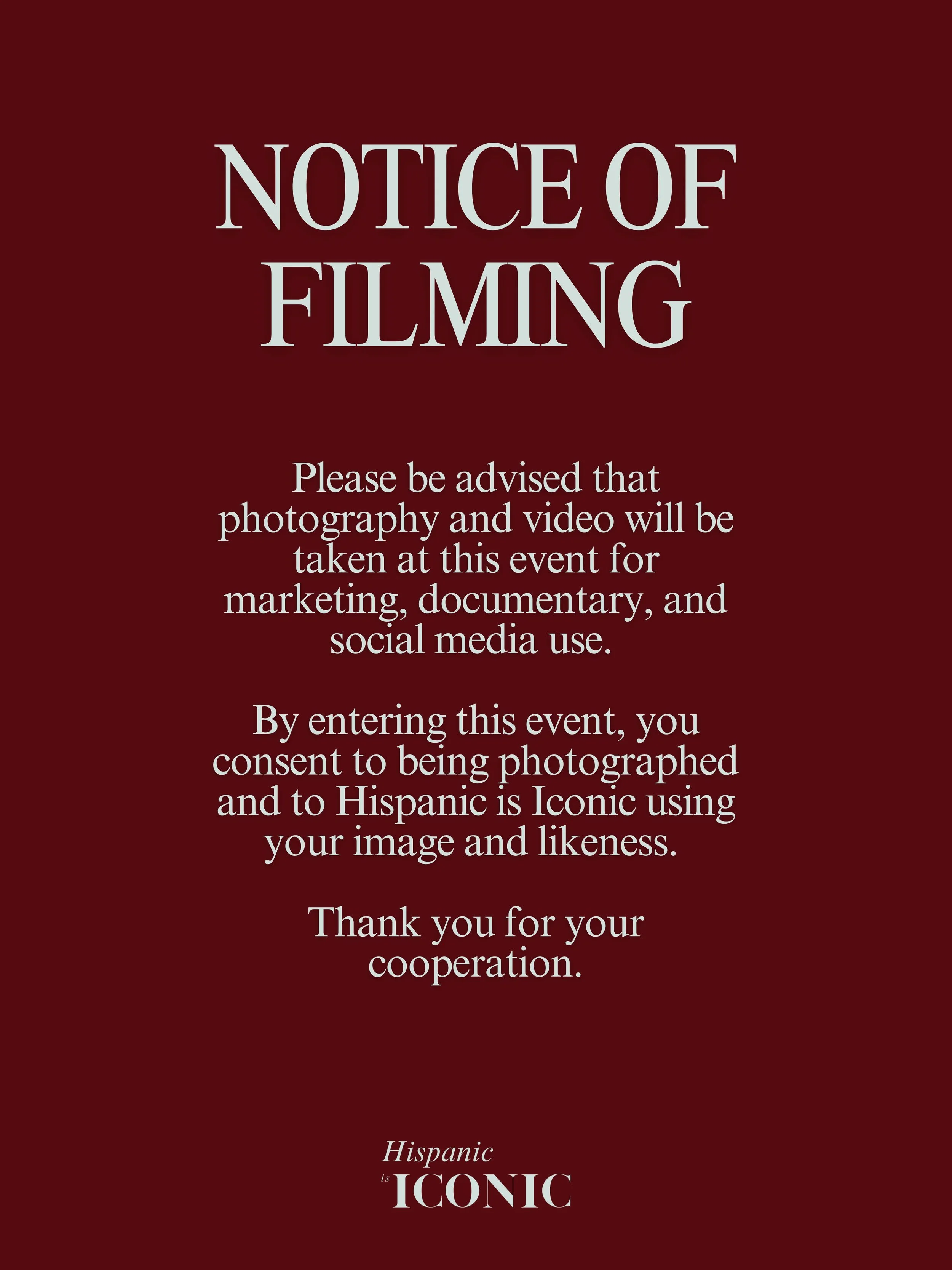 Filming Signage