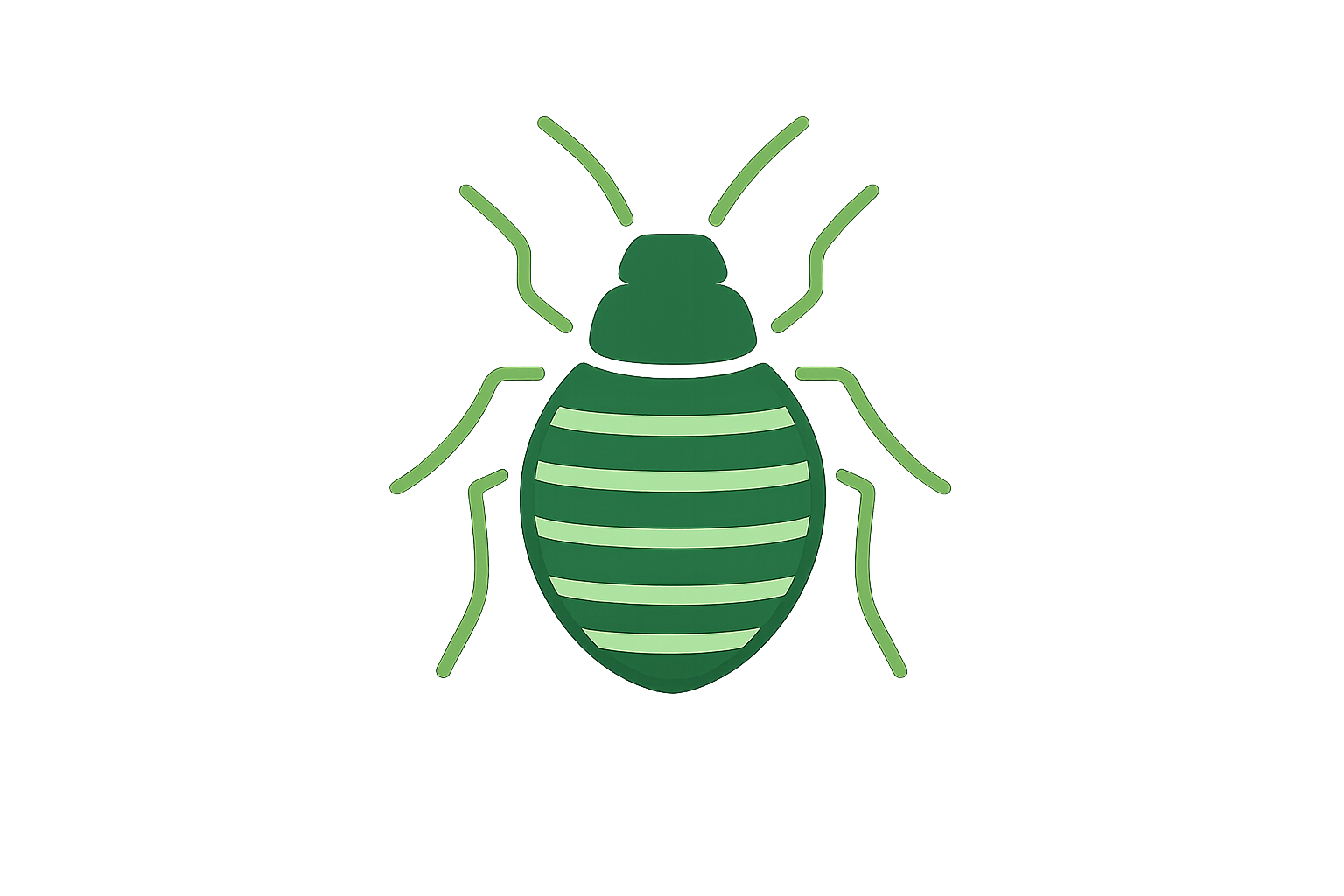 Black and white illustration of a bed bug.