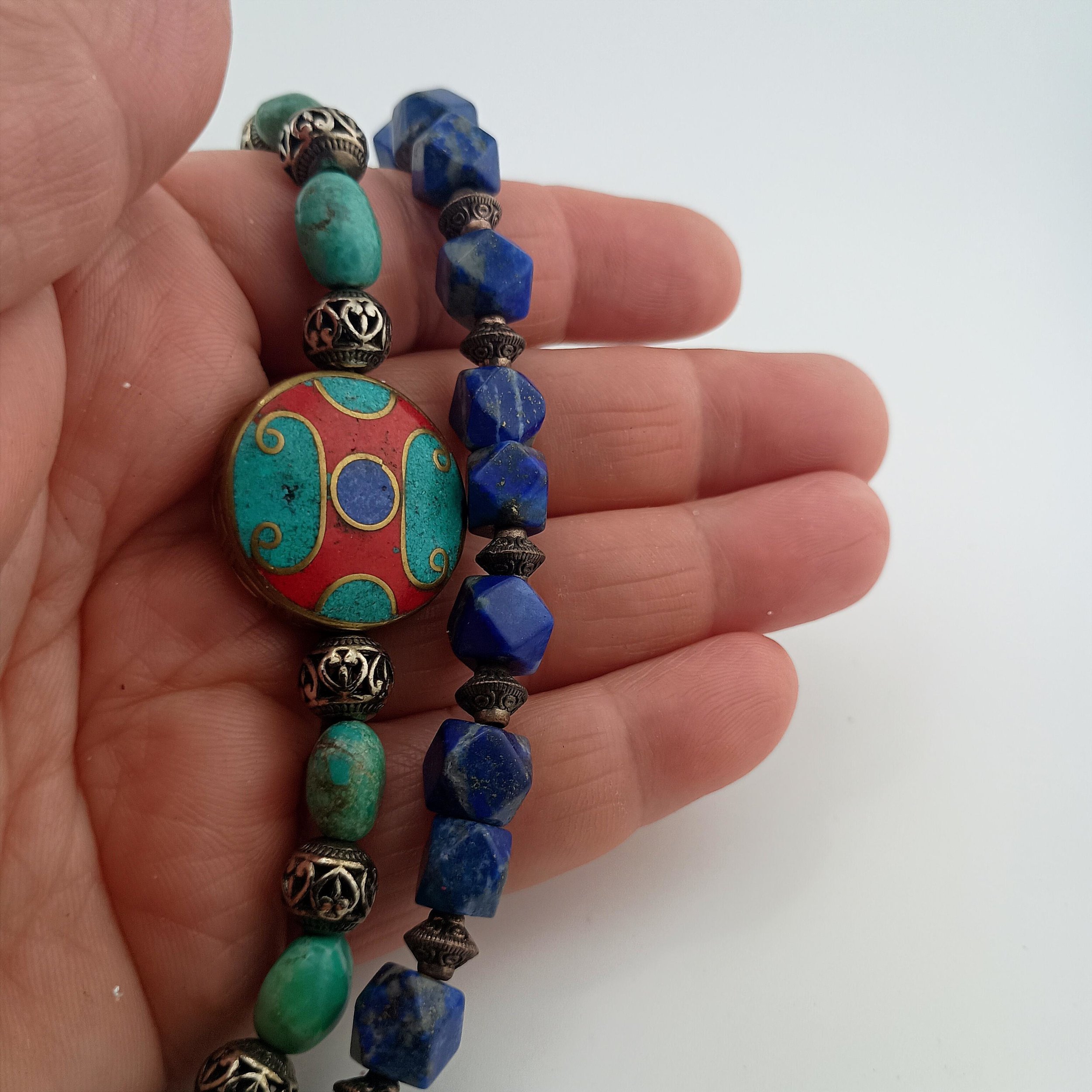 SGBB8 Tibetan 2 strand bracelet in hand.JPG