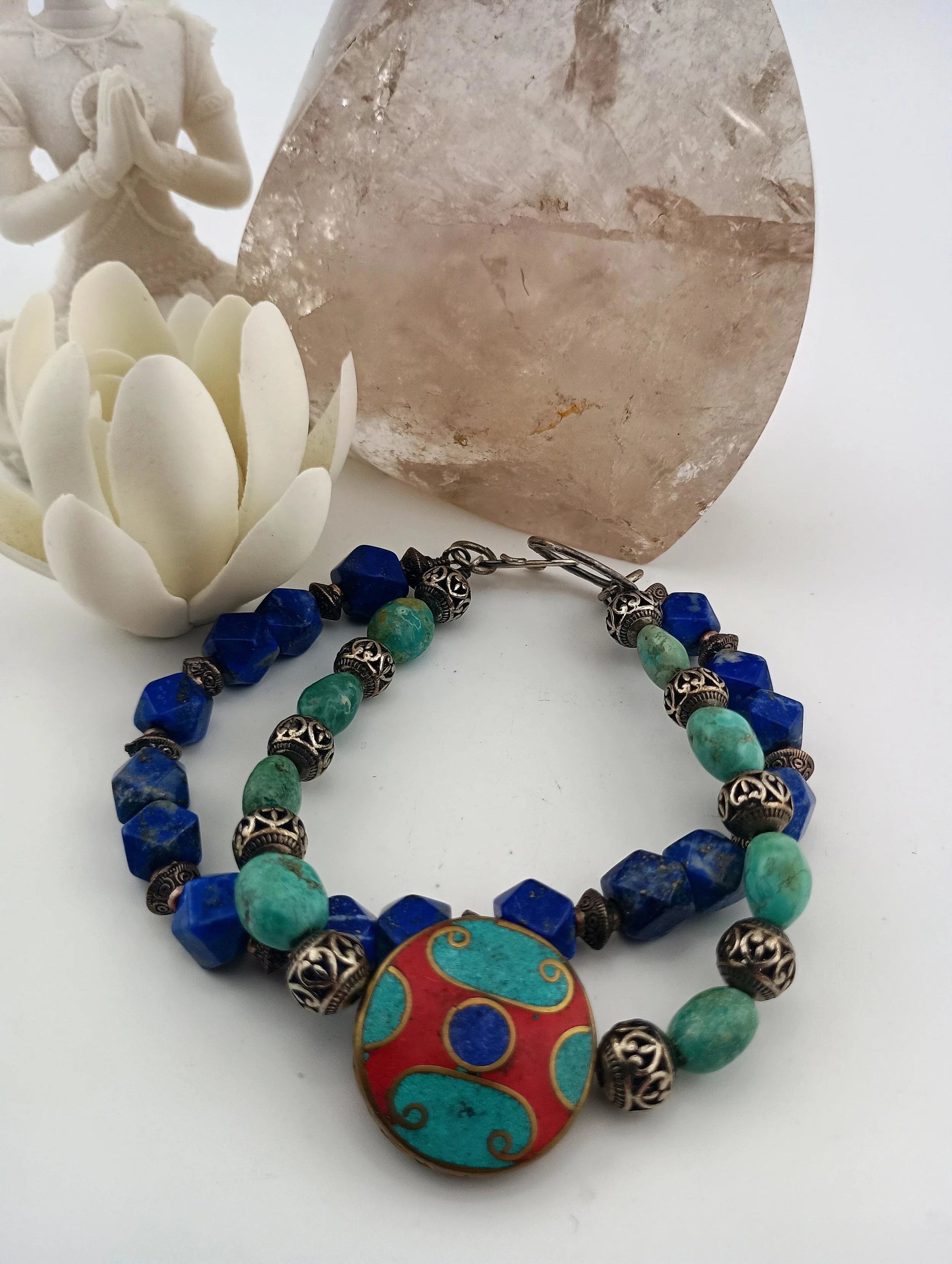 SGBB8 Tibetan 2 strand Bracelet Crystal Lotus Buddha 3.JPG