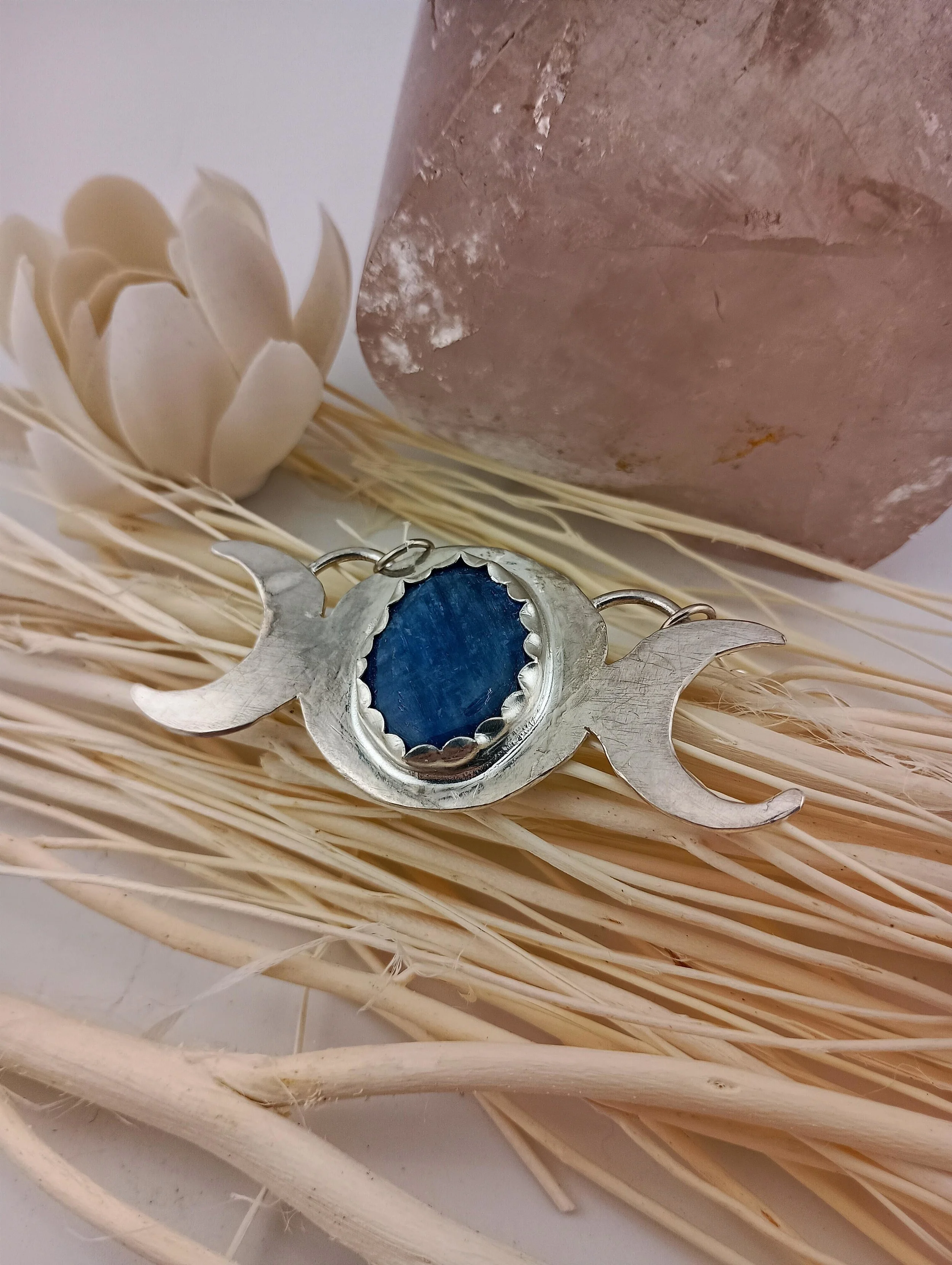 Kyanite triple moon crustal lotus.JPG