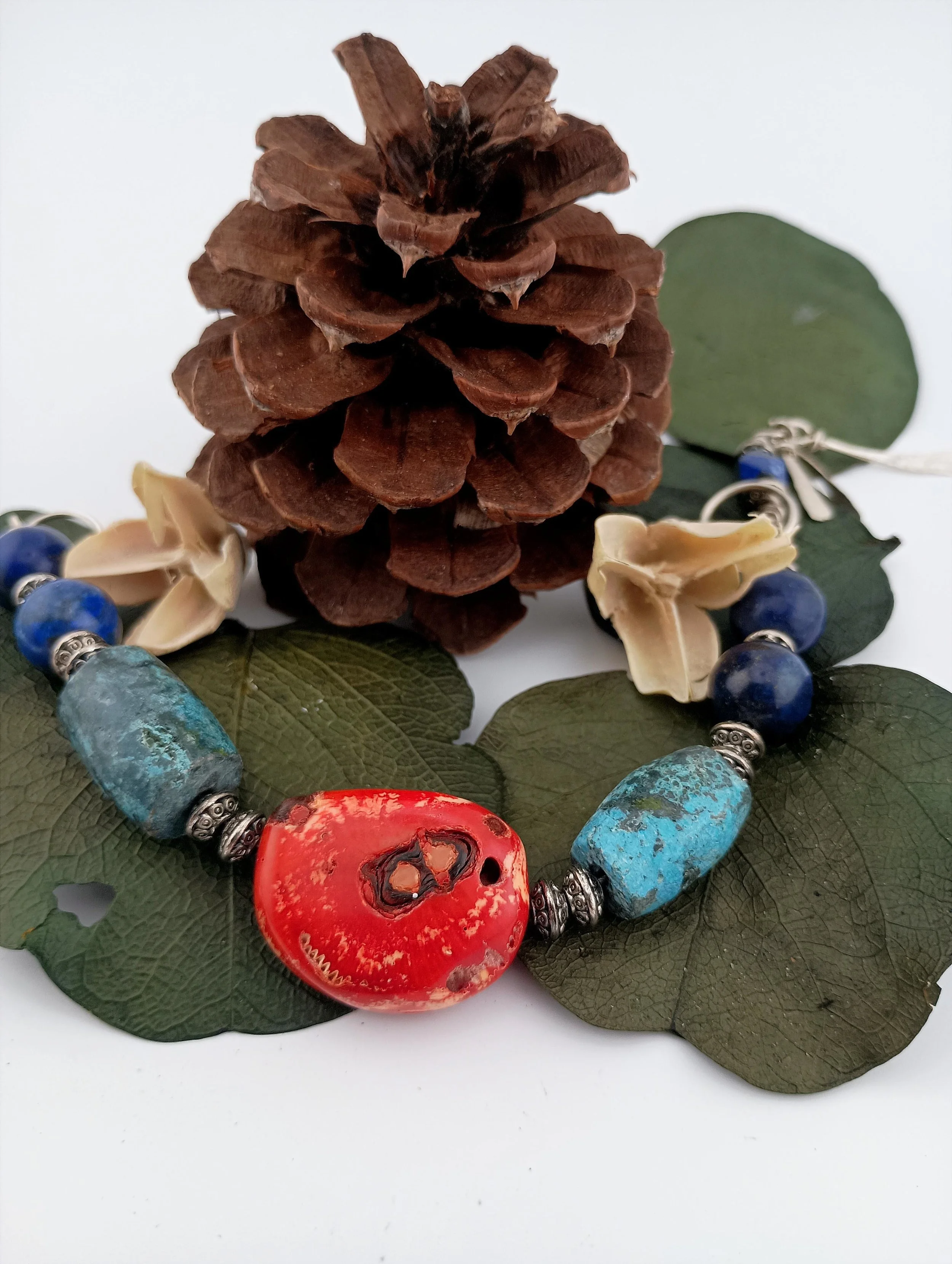 SGBB2 Double Lapis Coral Turq Leaf Pinecone.JPG