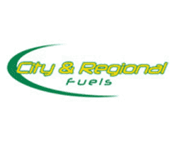 Logo of City & Regional Fuels with green and yellow text and swoosh design