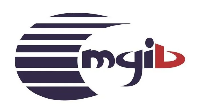 Logo with stylized dark blue globe and the letters 'mjyD' in dark blue and red.