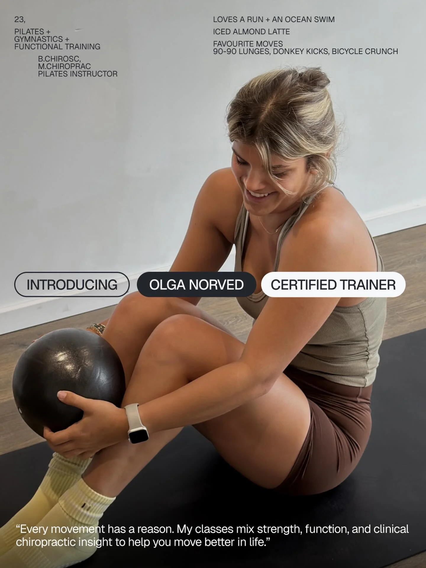 Meet the Trainer: @olga.norved 🤸

Bringing energy that makes you want to show up again and again. Catch Olga across the schedule every Monday evening, Wednesday morning and Friday morning. 

Classes:
Monday 5 / 6 / 7 PM 
Wednesday 6 / 7 / 8:30 / 9:3