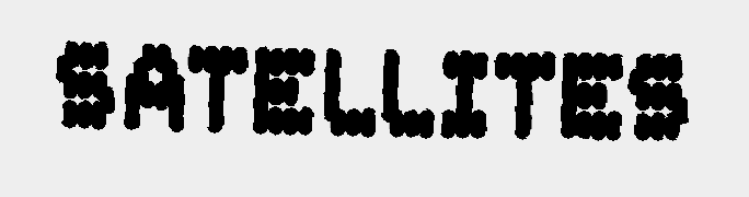 The word 'SATELLITES' written in blocky black text on a gray background.