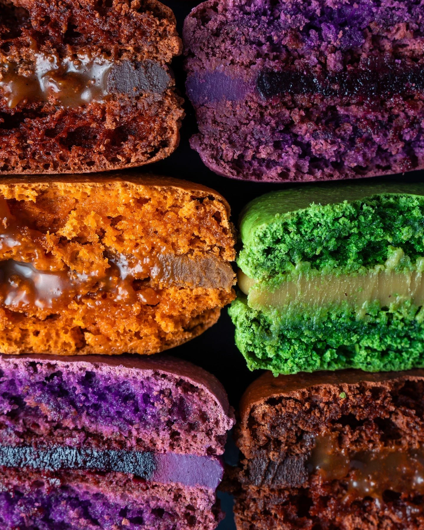 French Macarons are exceptionlly difficult to do well. These are the best you can find anywhere. colorful shells, ganache, caramels and jams. An incredible spray of color to photograph.

pastry by @poulette_bakeshop