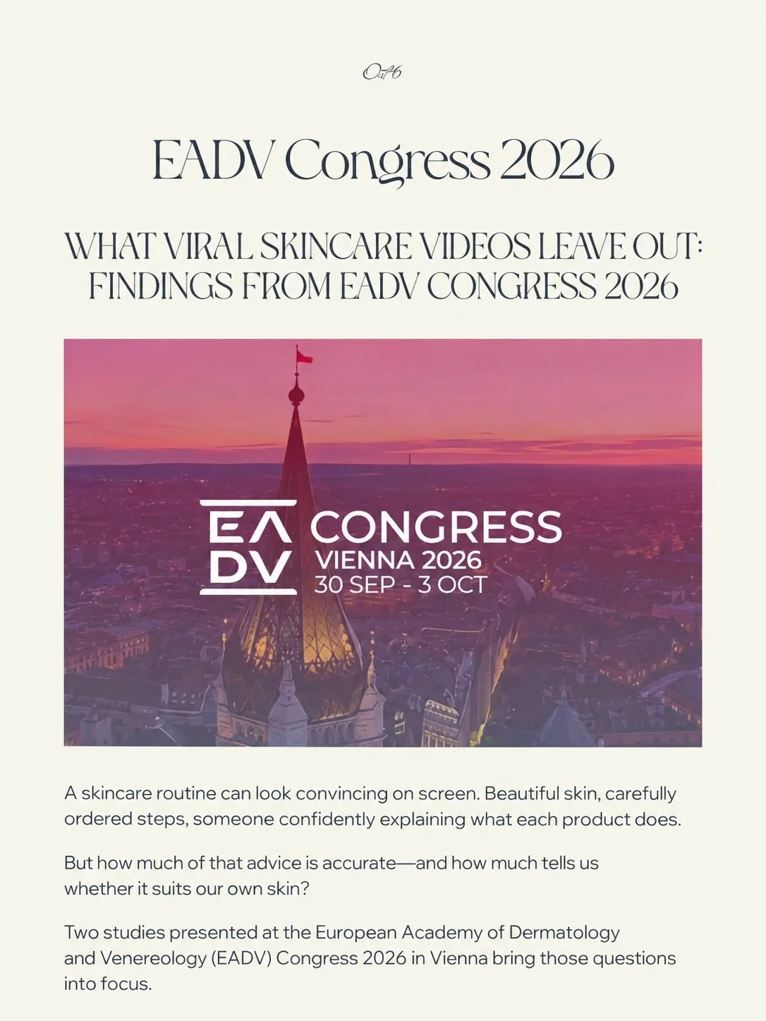 Our thoughts on the recently concluded EADV Congress specific to the topic of viral skincare videos found to be almost 95% with misleading claims 🫣.

As always, we encourage you to discern and ask deeper questions.