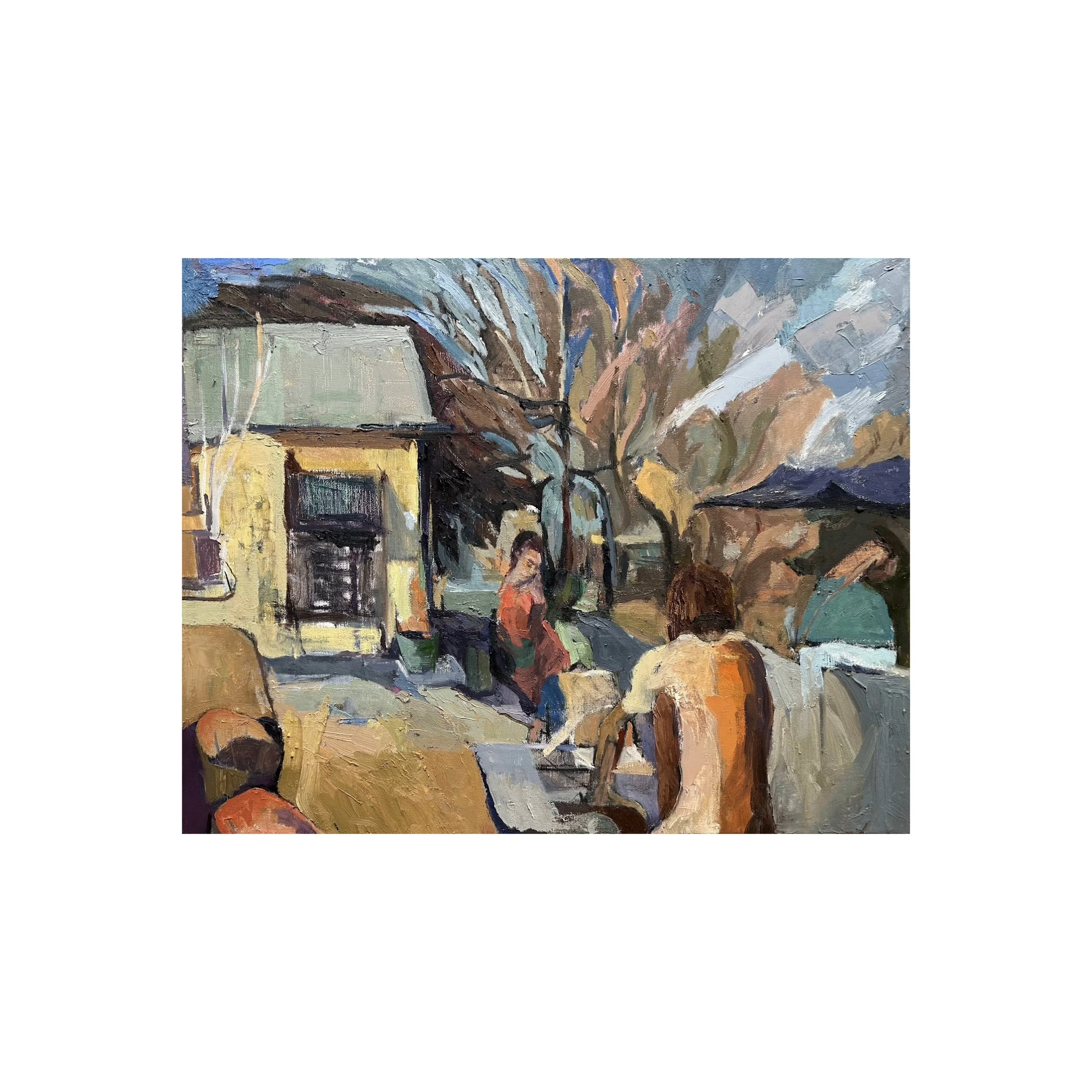 Garden cafe, 2025, oil on canvas, 16''x20''