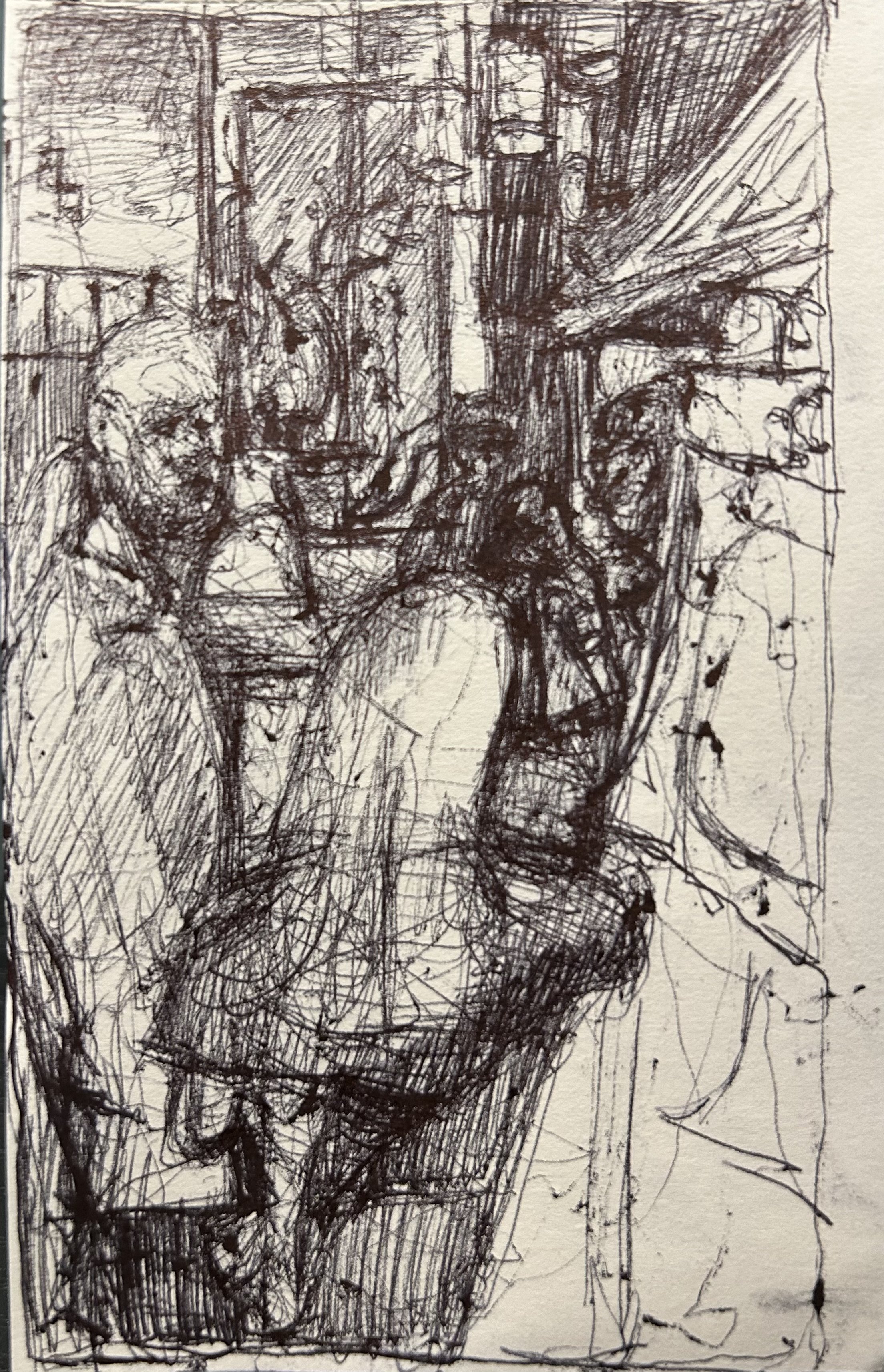 Sushi Boat, 2025, ink on paper, 3.5''x5''