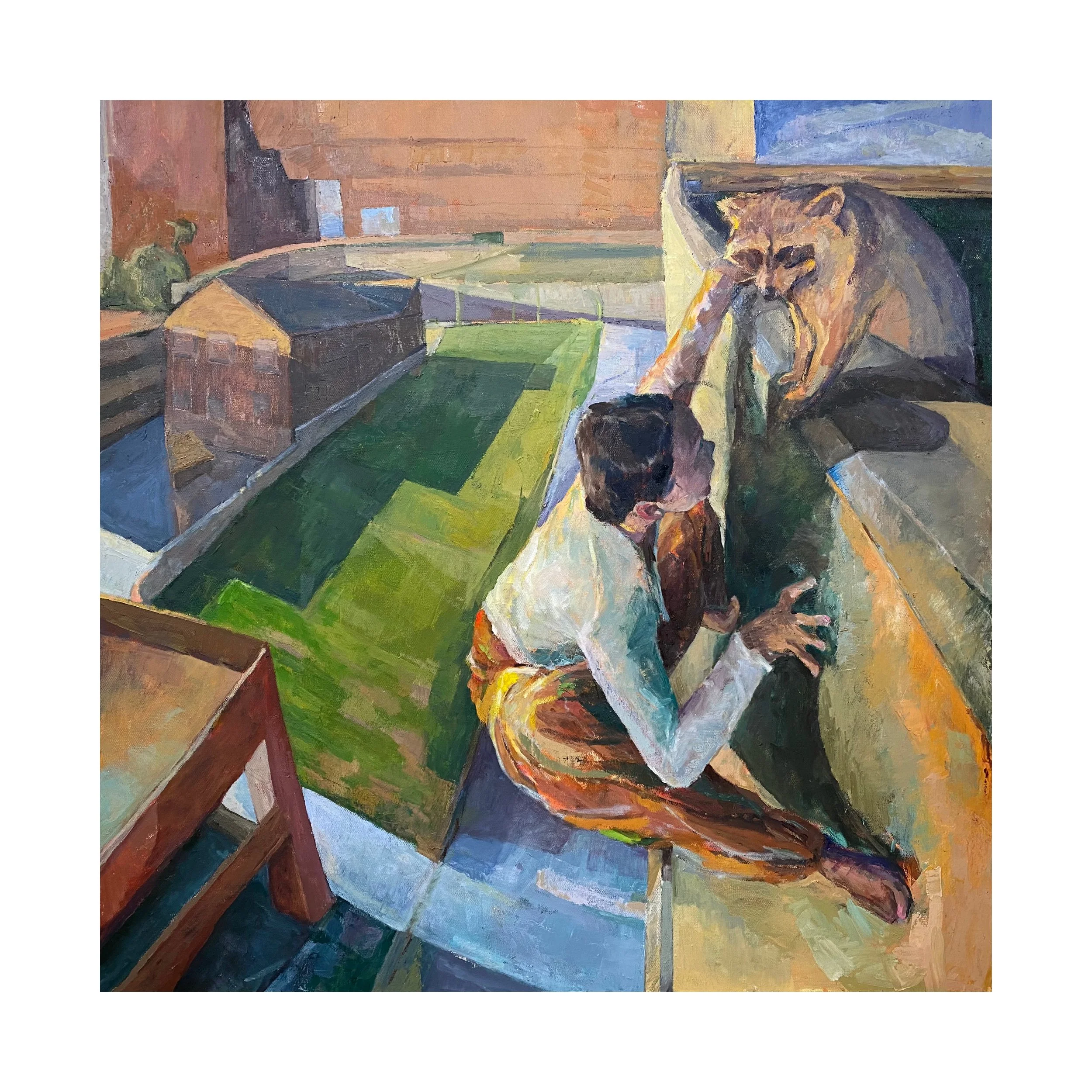 Reaching, 2023, oil on canvas, 36" x 36"