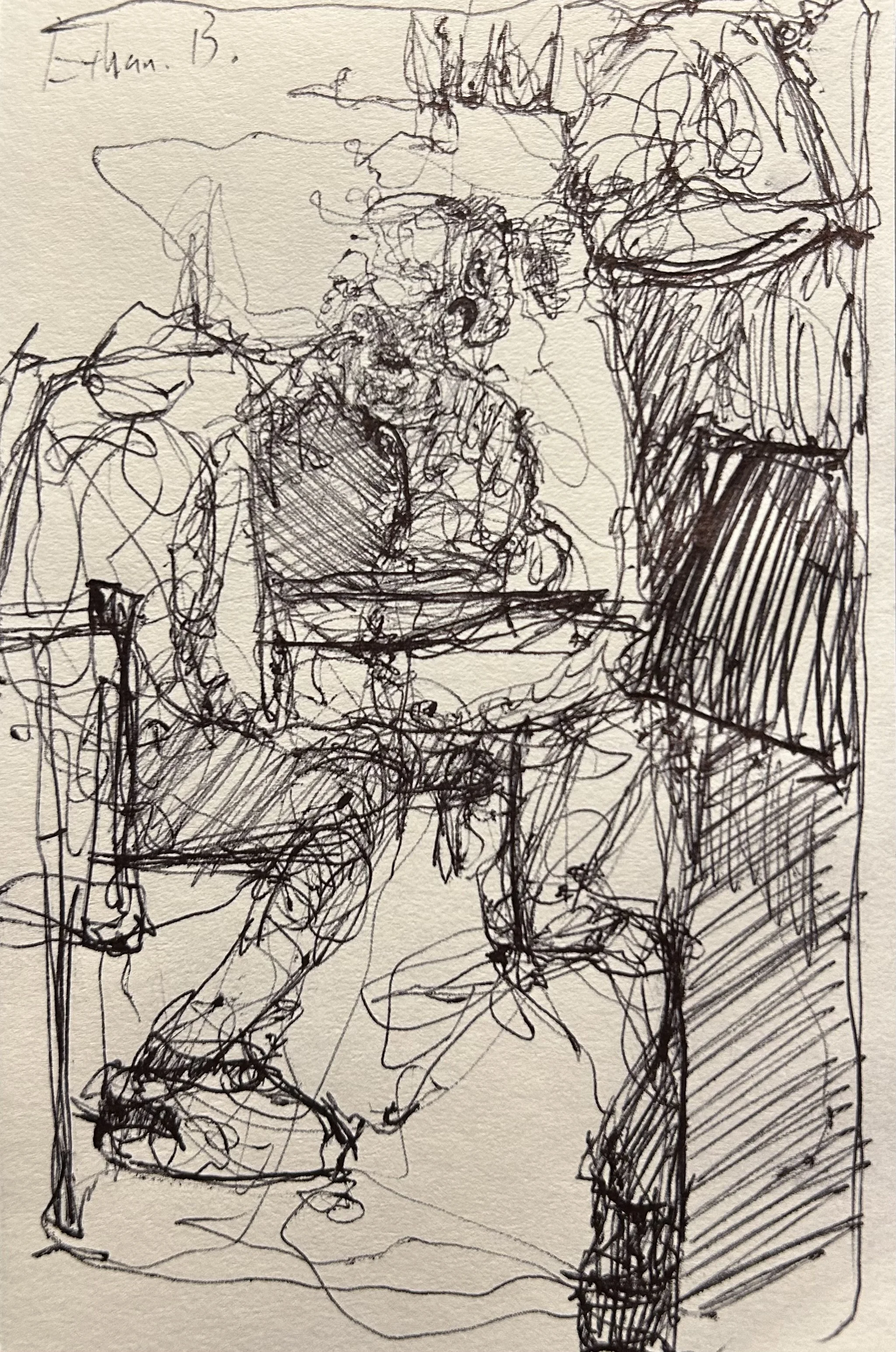 Waiting, 2025, ink on paper, 3.5''x5''