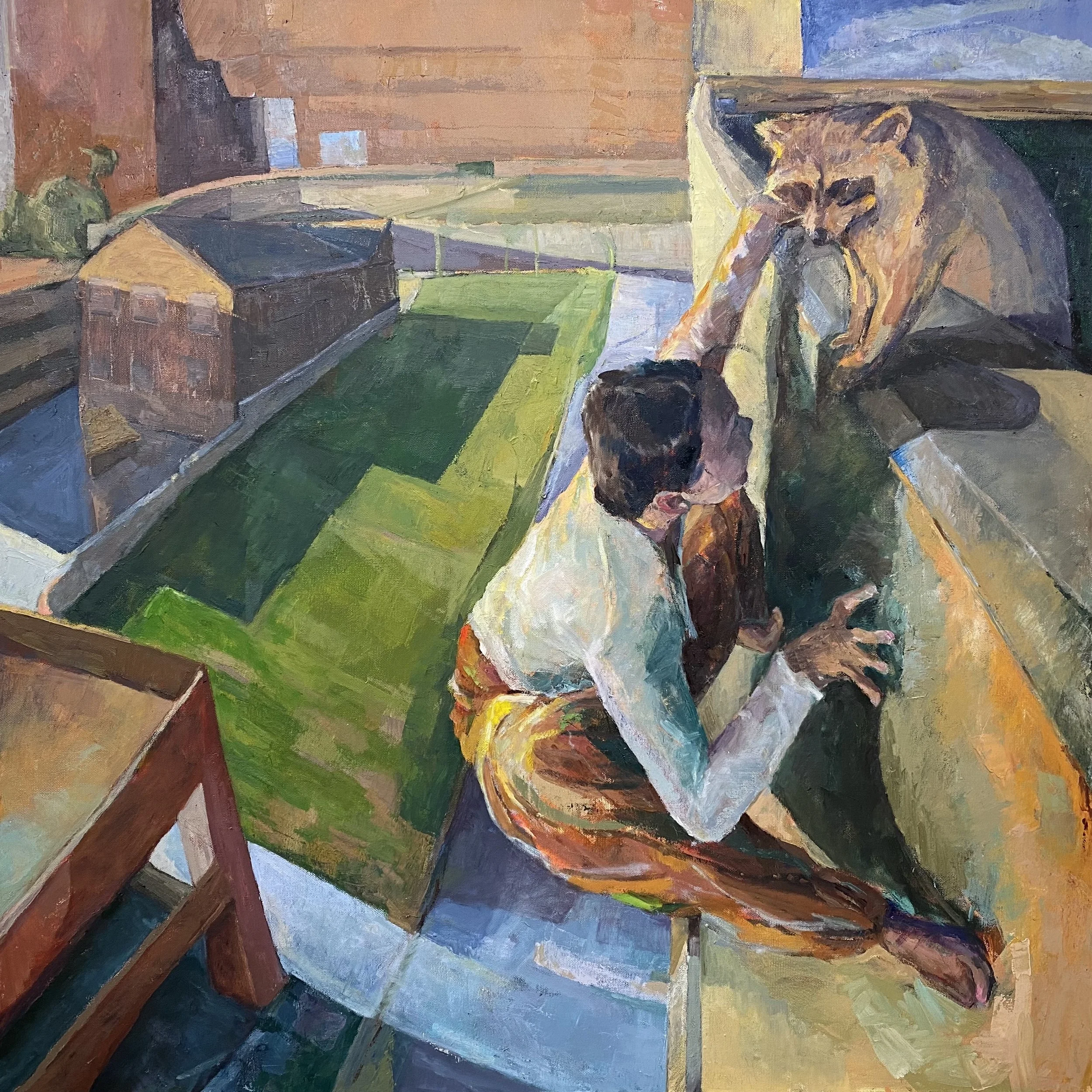Reaching, 2023, oil on canvas, 36" x 36"
