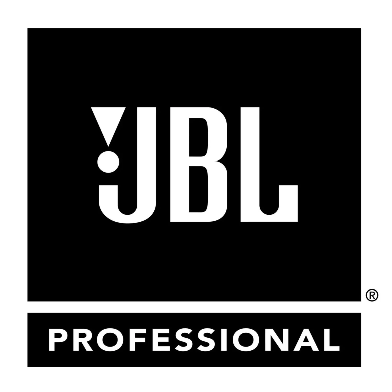 Logotipo en blanco y negro de JBL con la palabra "PROFESSIONAL" debajo.