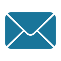 Icon of an envelope or letter in blue with a black outline.