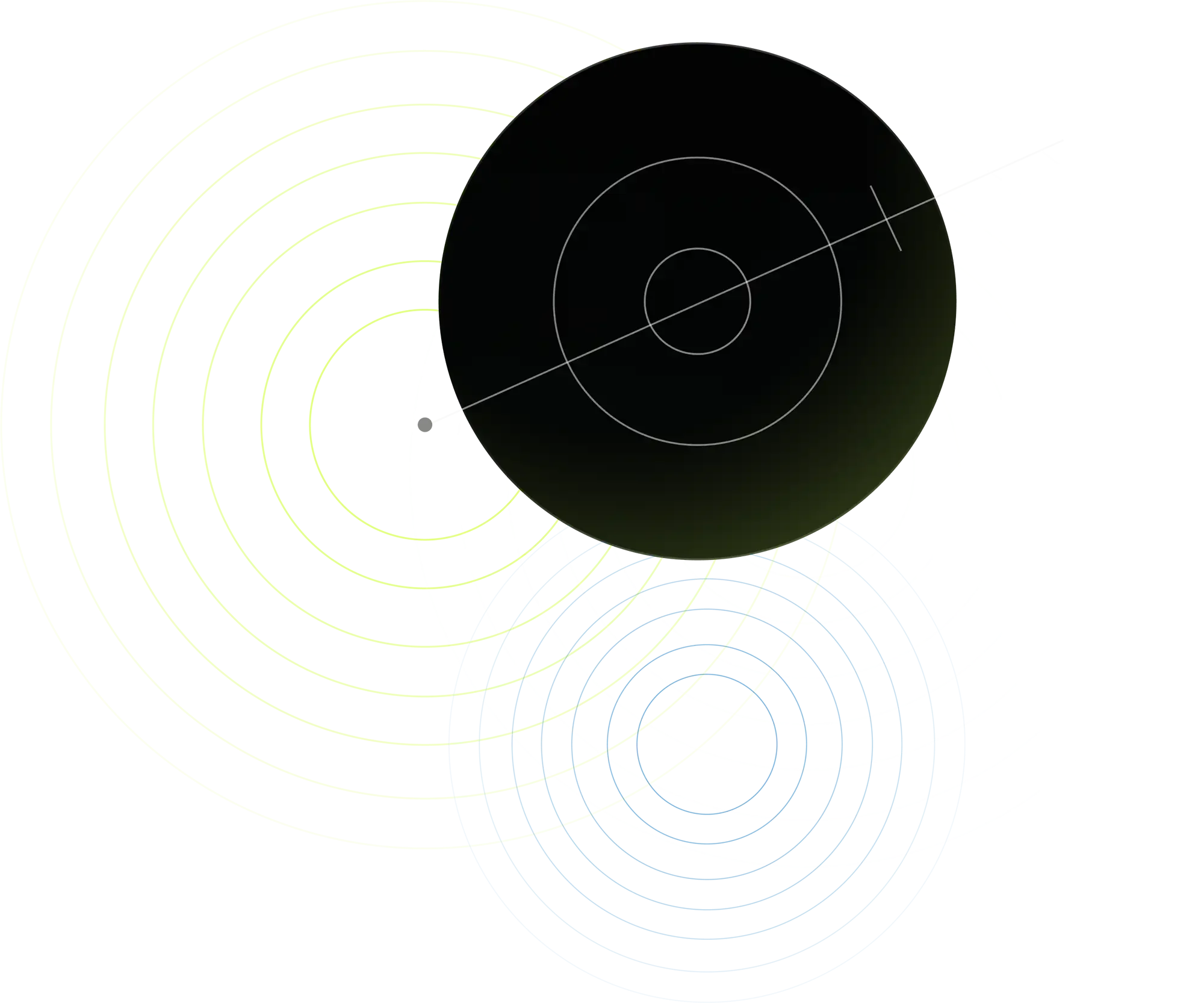 Abstract digital art with circular patterns in black, blue, and green