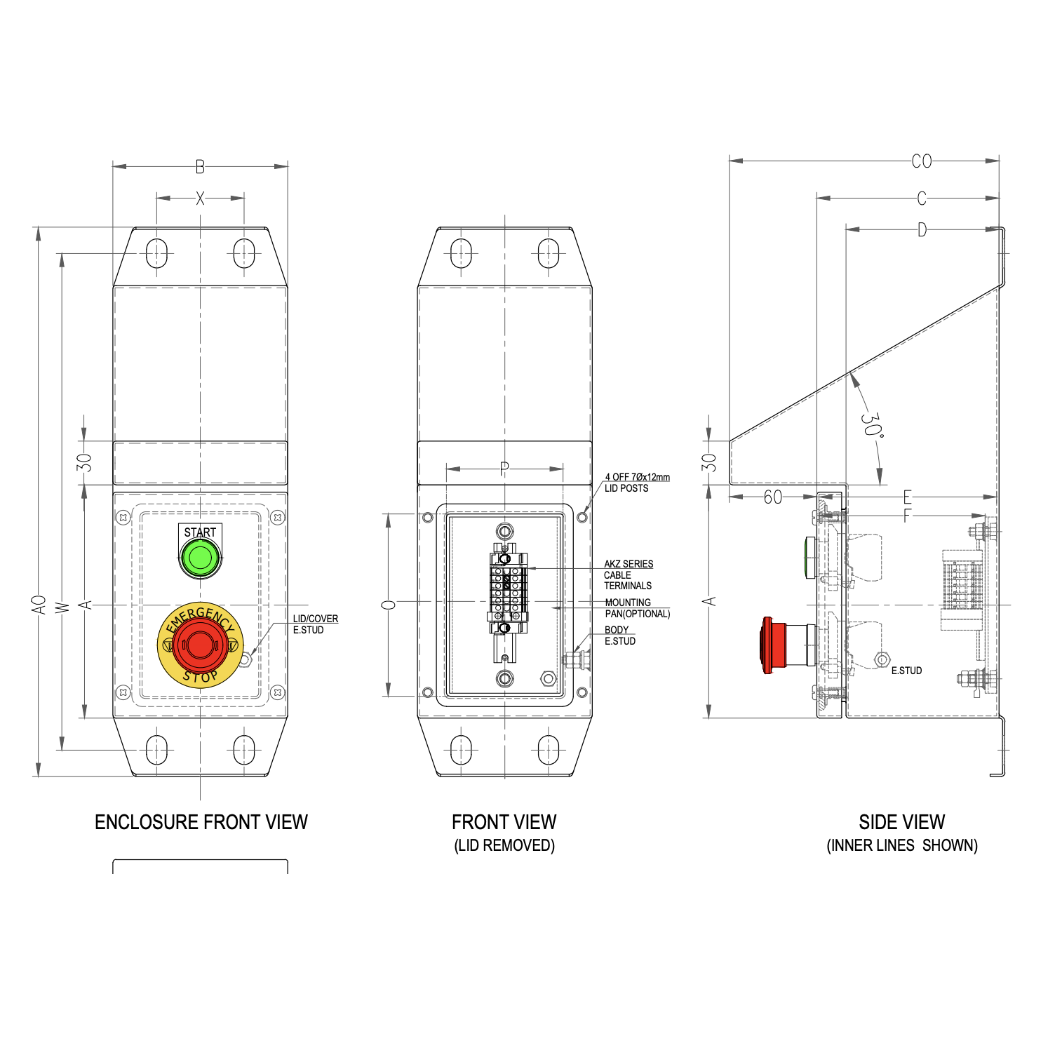 Stainless Steel Push Button Station Sloped Roof
