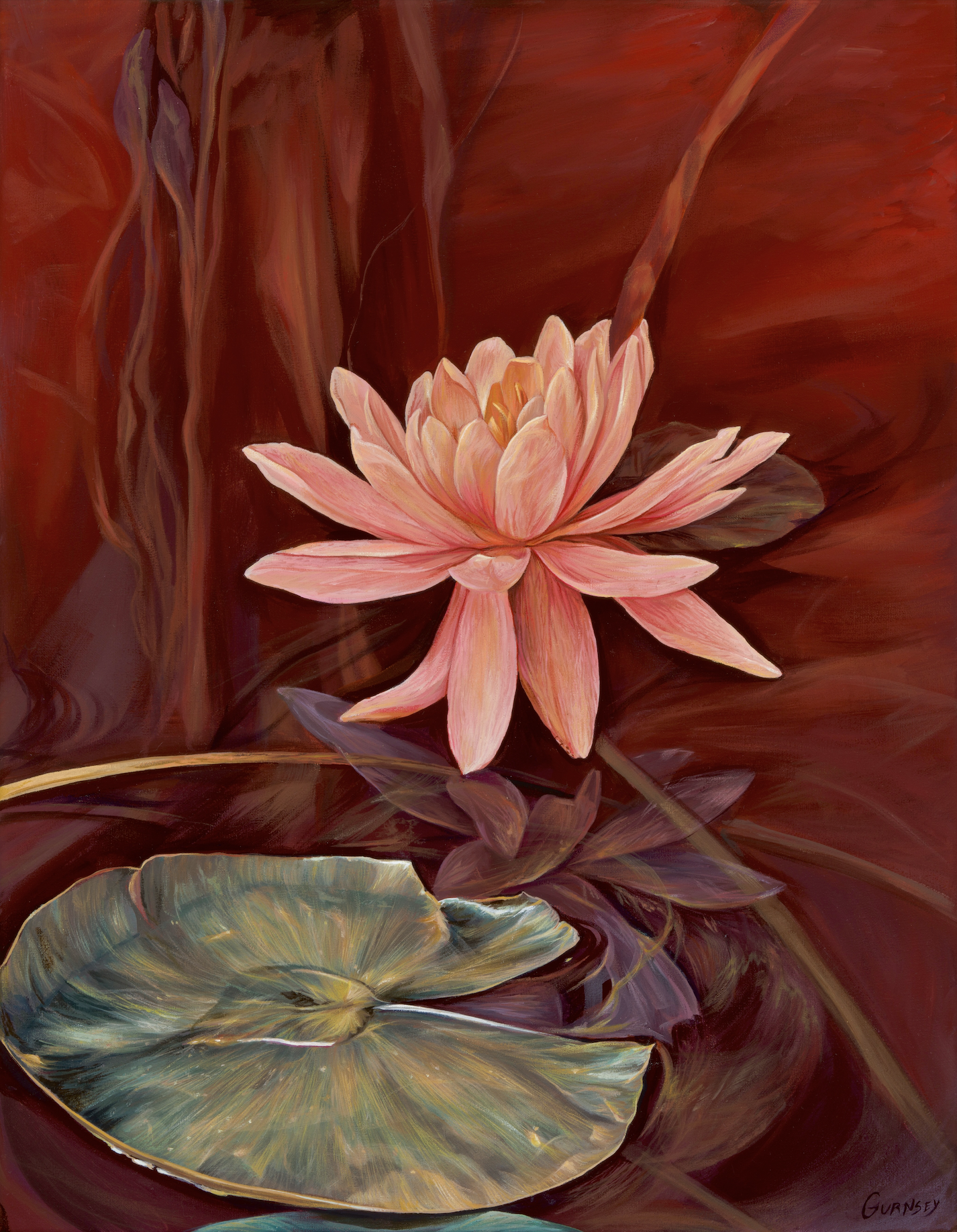 Oaxaca lily original acrylic on canvas painting by New Zealand painter Jessica Gurnsey. Showing at the Tauranga art show 2026
