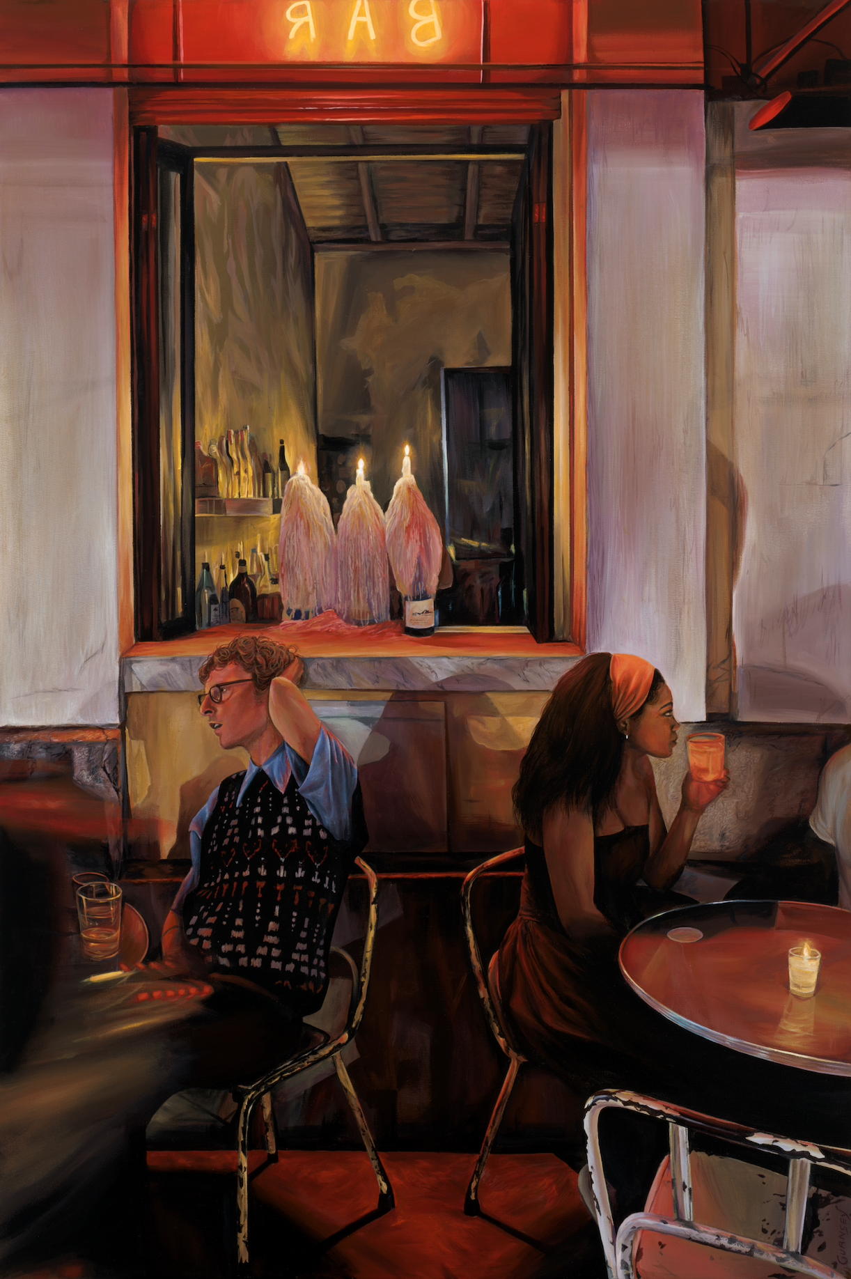 Roma Norte by night original acrylic on canvas painting by New Zealand painter Jessica Gurnsey. Showing at the Tauranga art show 2026