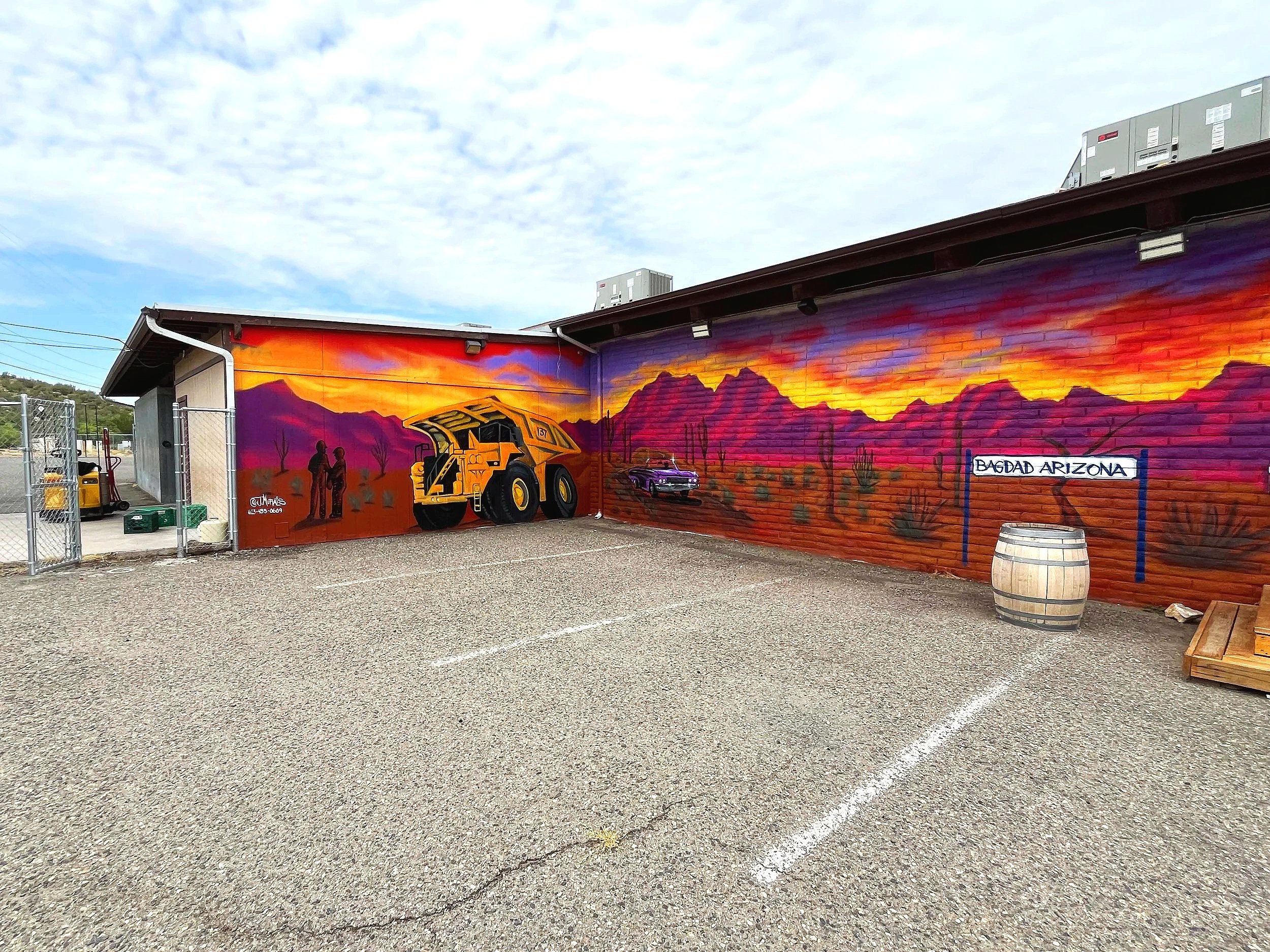 Jade Bamford creating custom business murals for restaurants, offices, retail stores, hotels, gyms, and commercial spaces across Arizona.