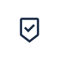 Checkmark inside a shield icon on a black background