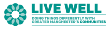 Live Well logo with text 'Doing things differently with Greater Manchester's communities'